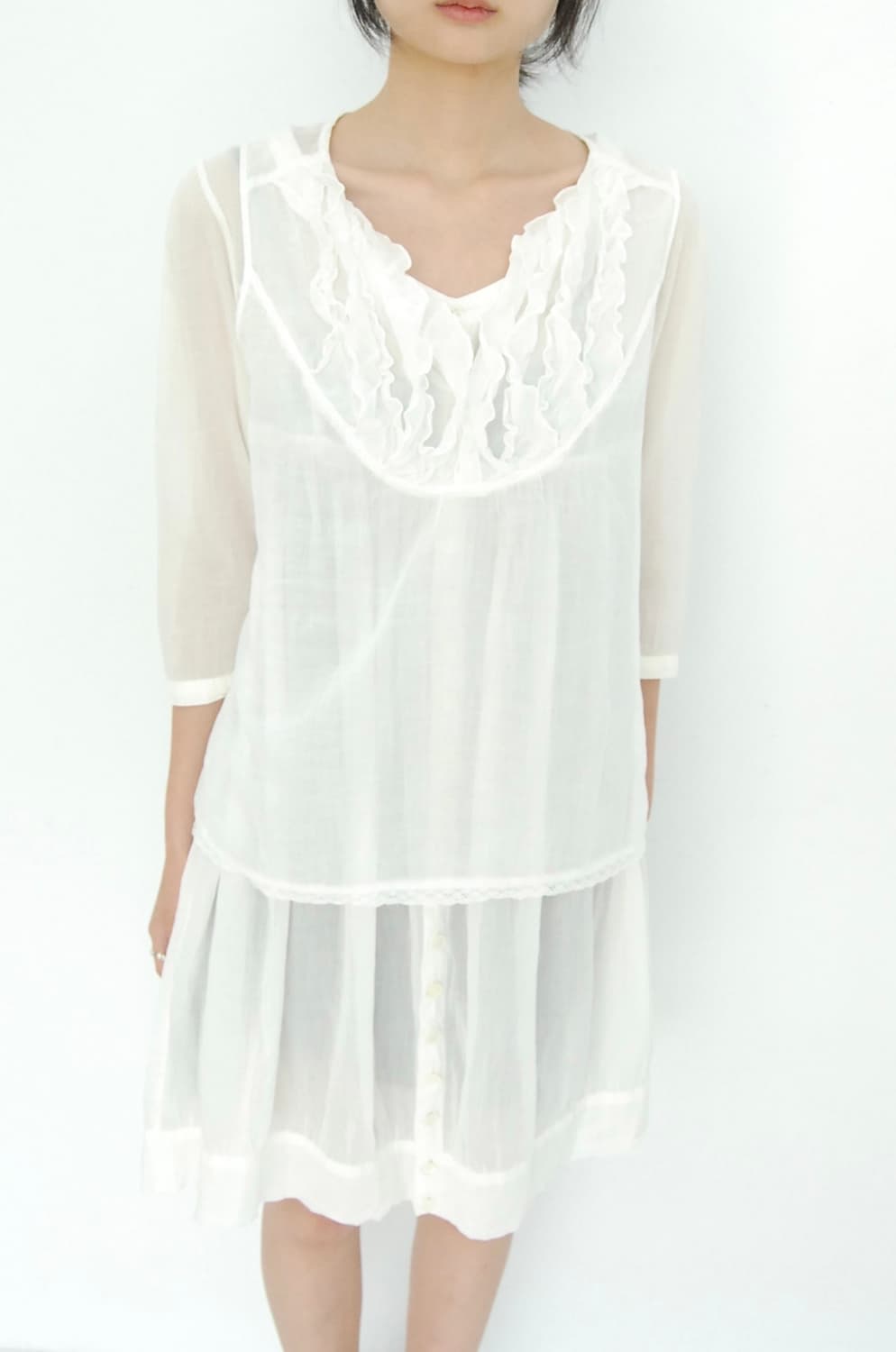Hemwork linen frill vest 상품이미지2