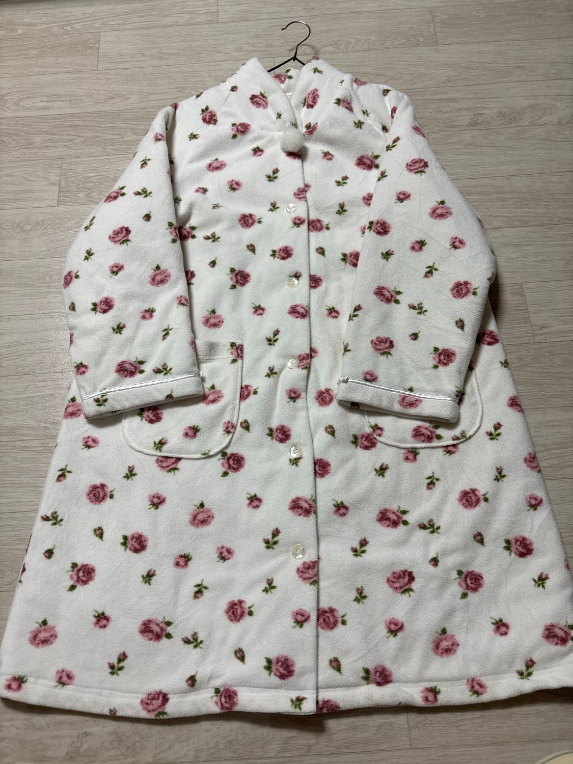 빈티지 플리즈누빔 플라워패턴 롱자켓 상품이미지1