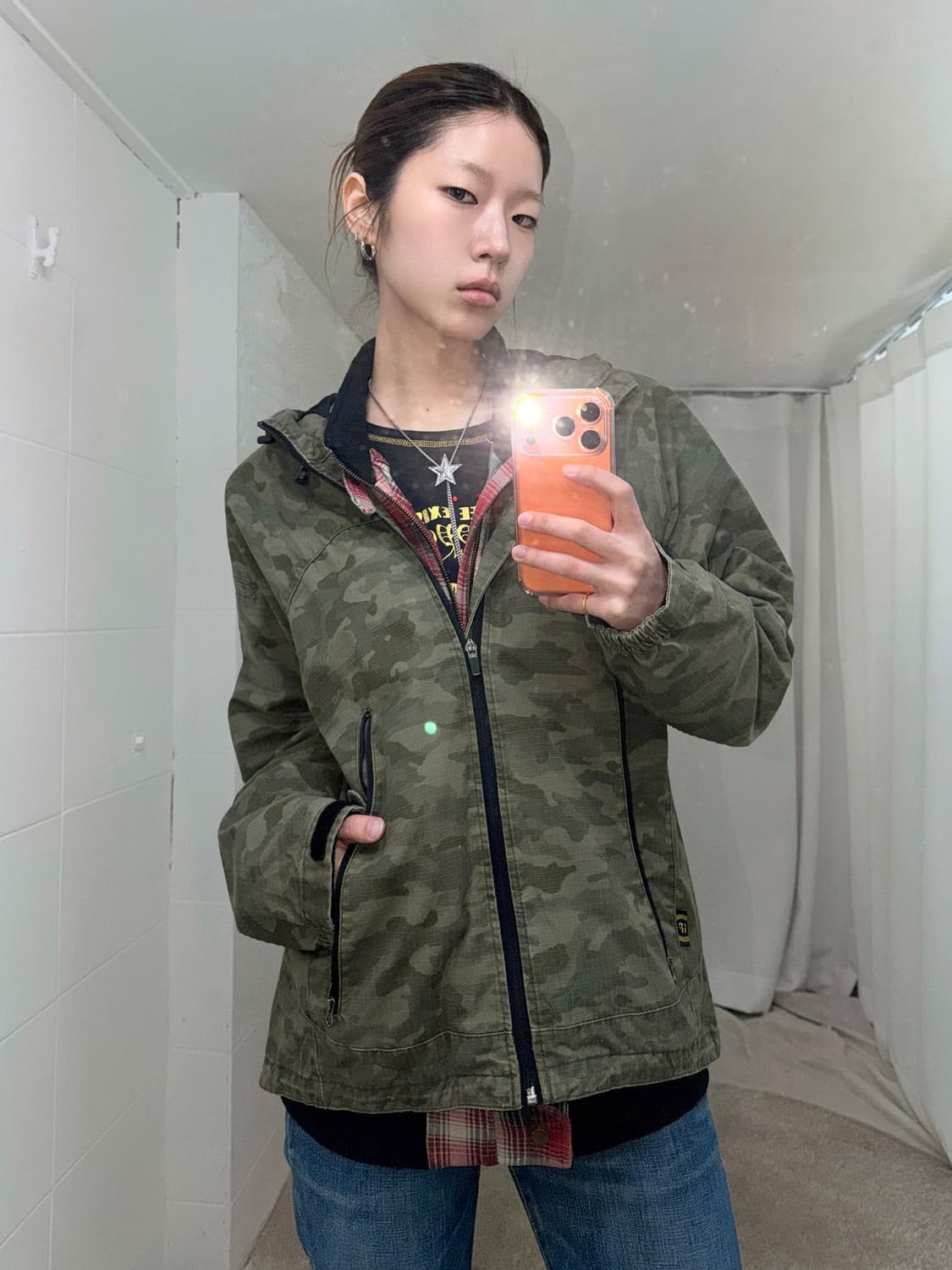 카모 레드 자켓 스트릿 상의 세트 상품이미지2