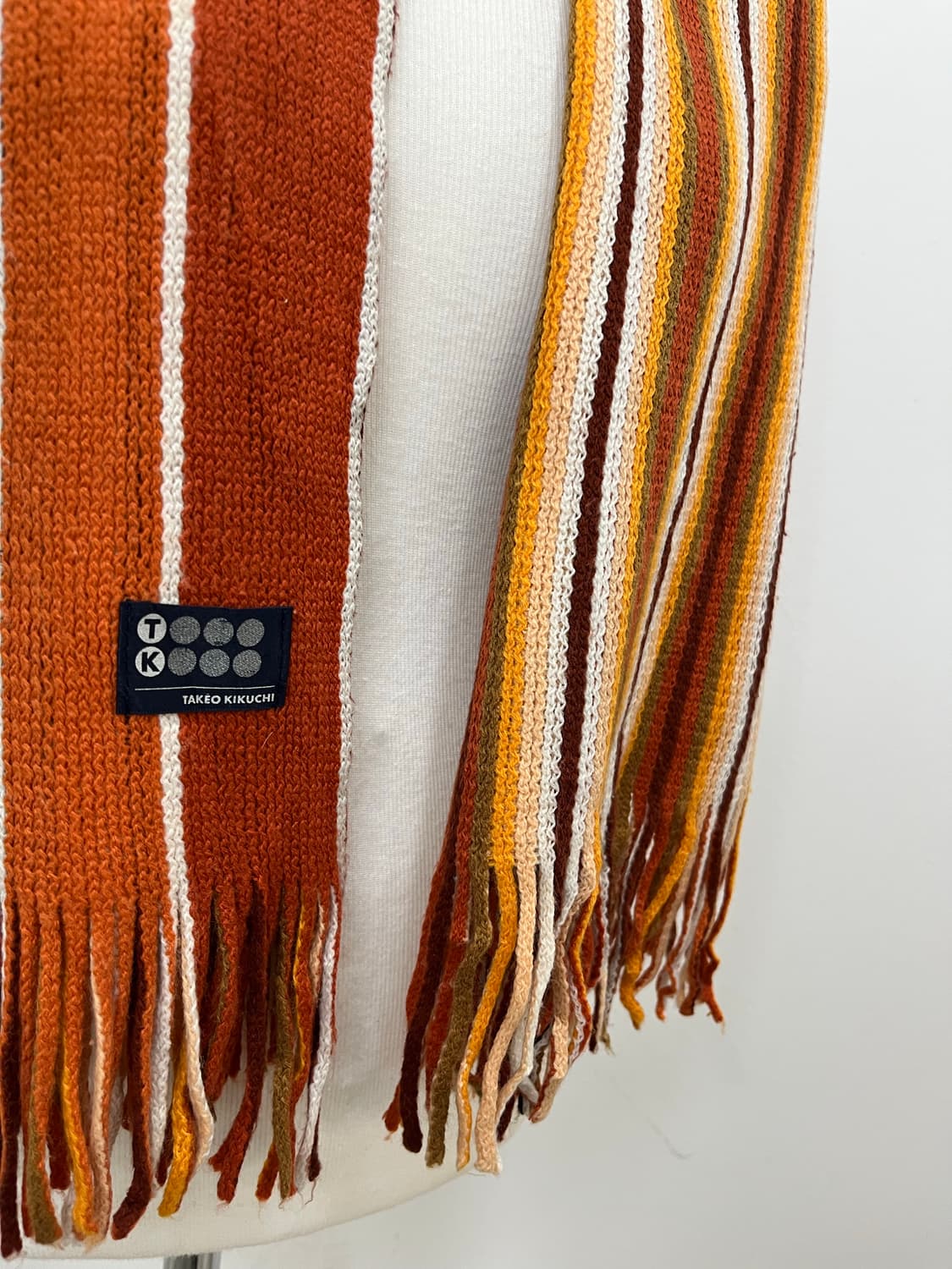 일본 빈티지 모리걸 오렌지 무지개떡 테슬 머플러 상품이미지4