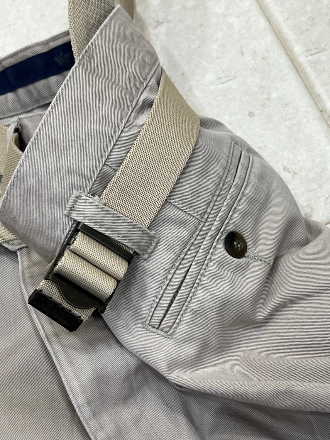 메종유레카 벨티드 랩 치노 팬츠 베이지OS 상품이미지5