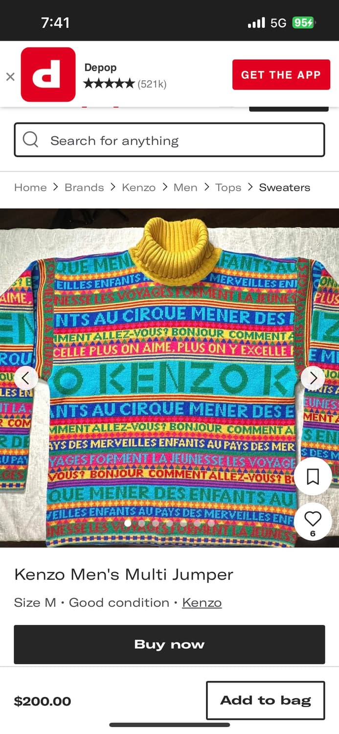 *rare* 1990s kenzo 레트로 키치 패턴 니트 상품이미지7