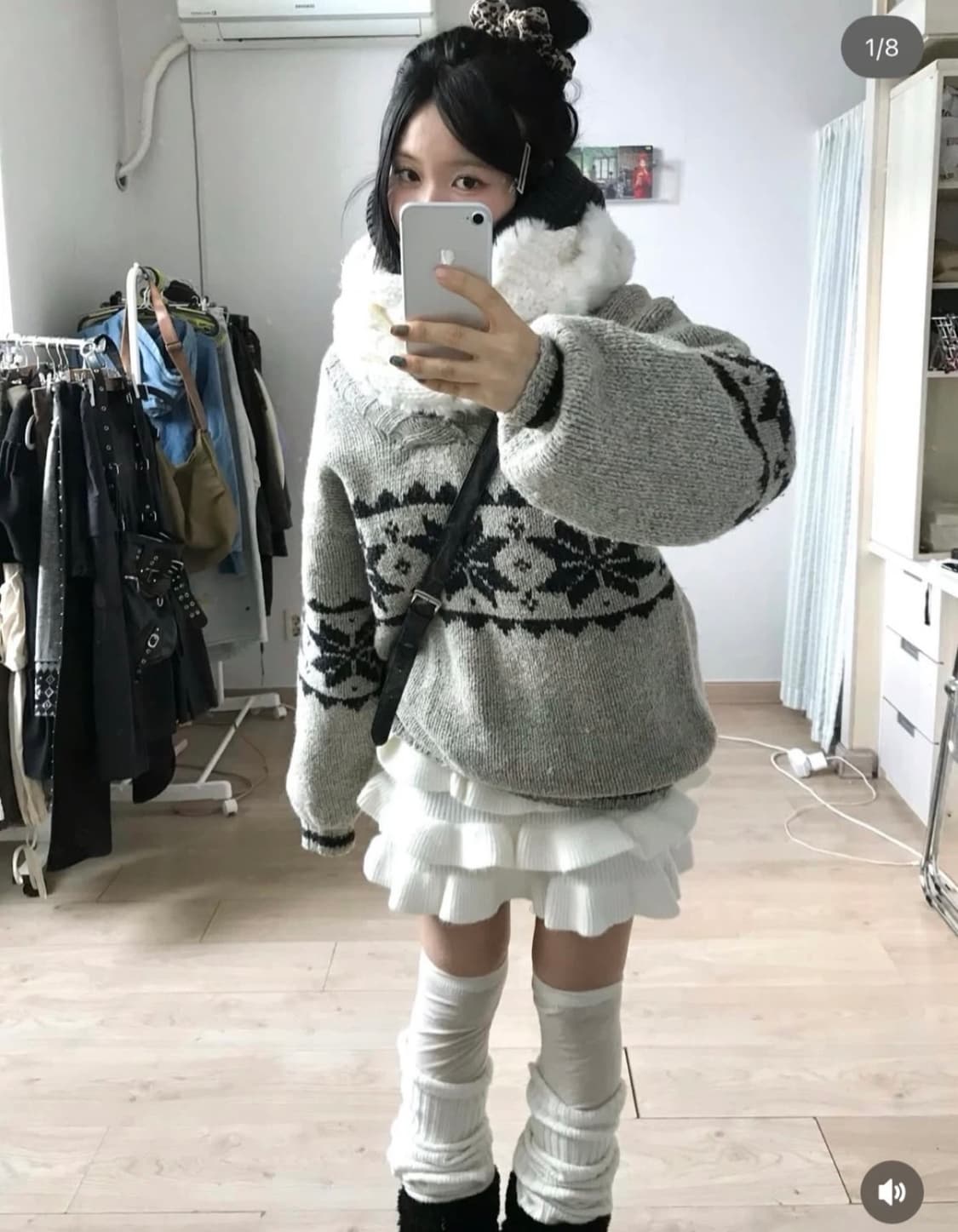 미라이 클럽 빈티지 니트 치마 세트 상품이미지1