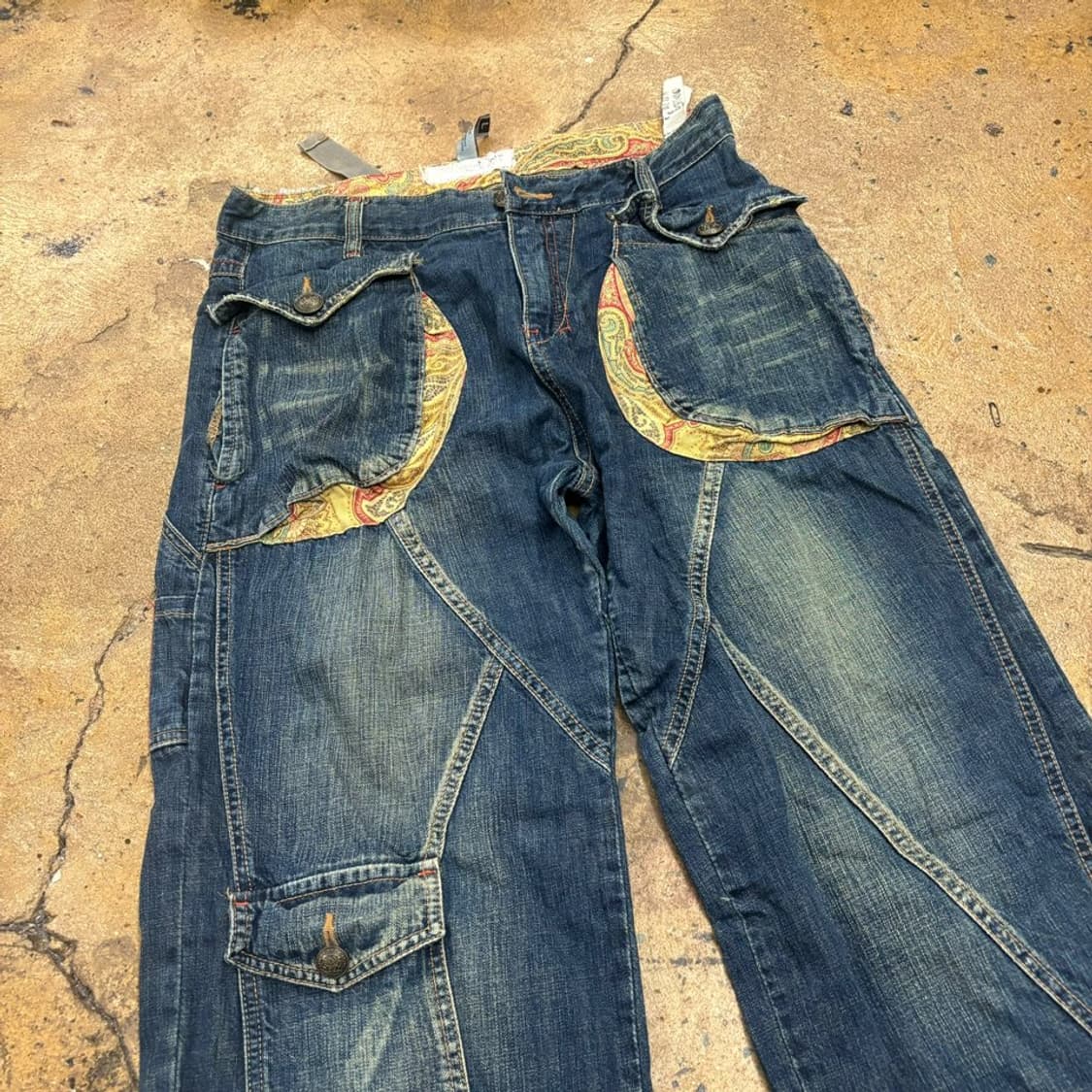 [정품/L] 빈티지 페이즐리 데님 카고 바지  상품이미지1
