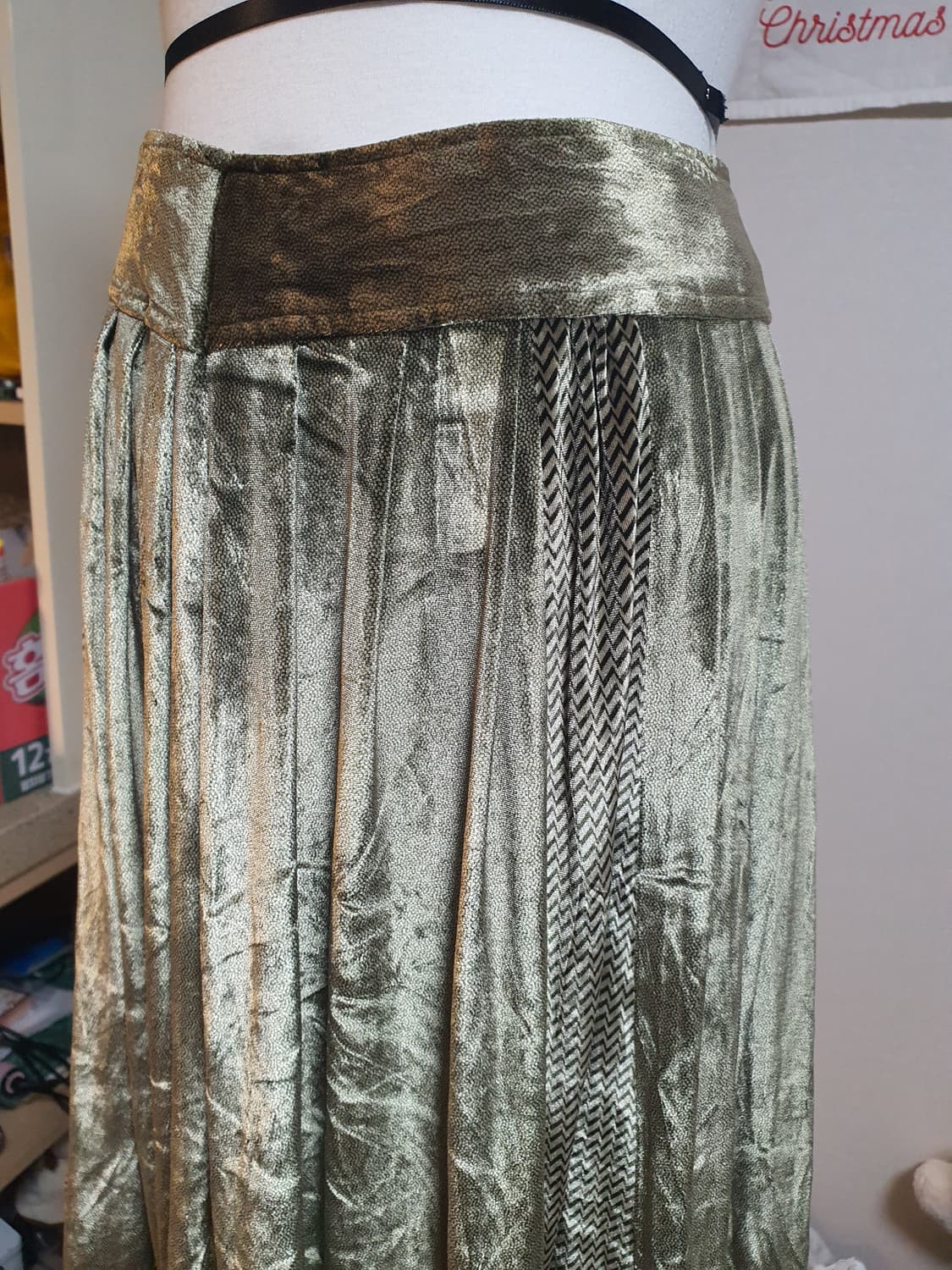 [히피룩] 연두빛 롱 플리츠 스커트 상품이미지3