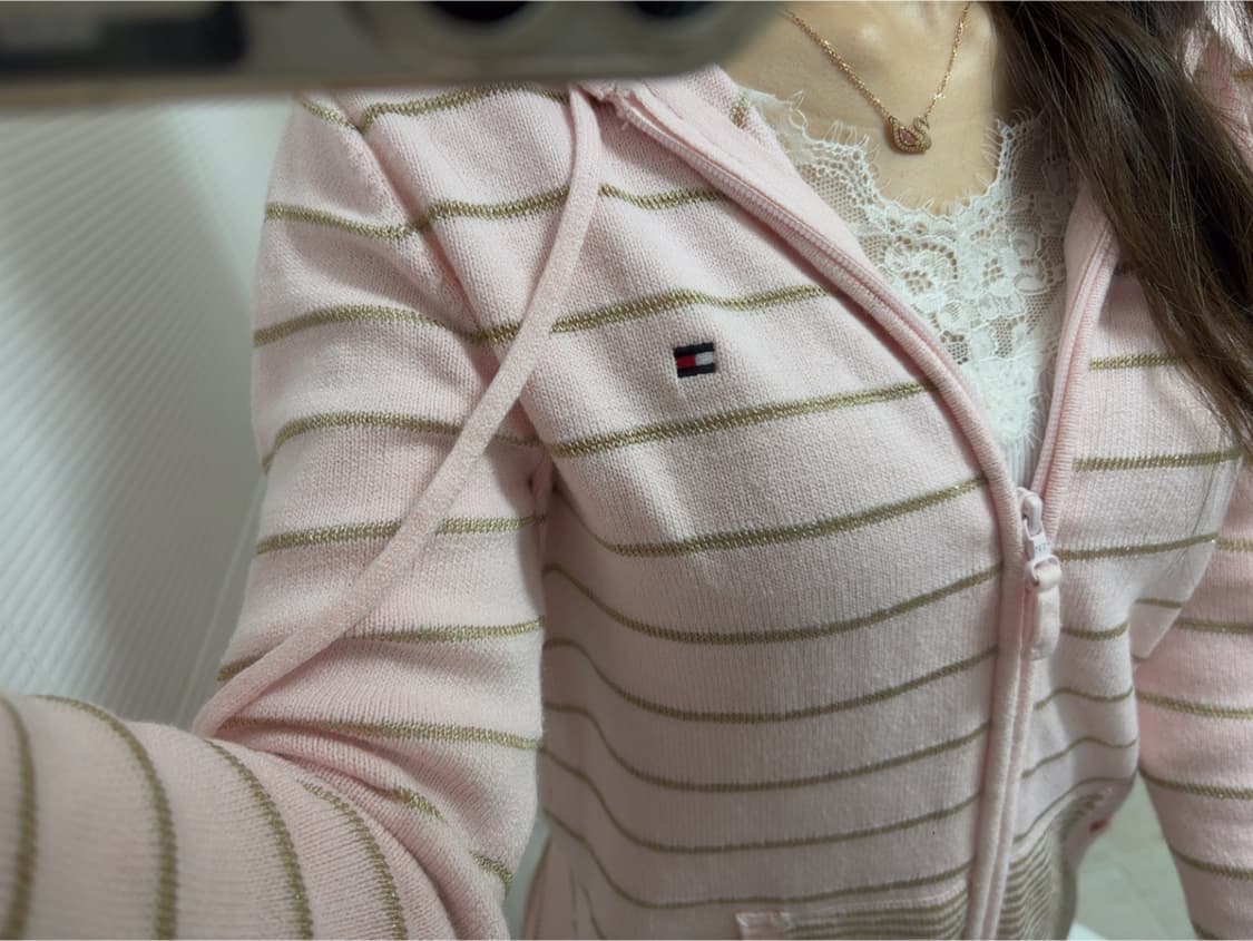 타미힐피거 핑크 + 금빤짝이 후드집업 상품이미지1