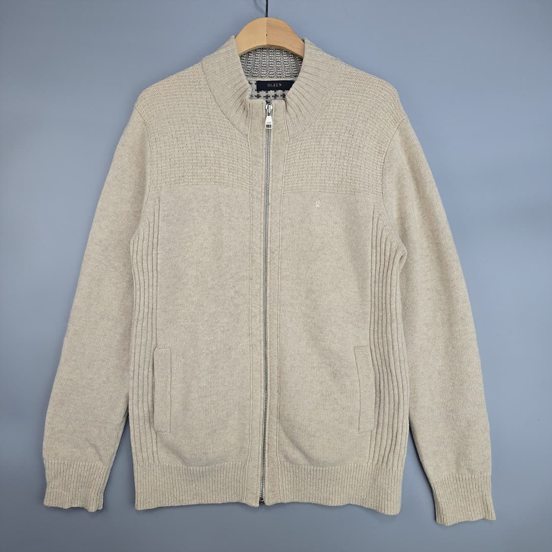 올젠(OLZEN) 울 니트 집업 100 상품이미지1