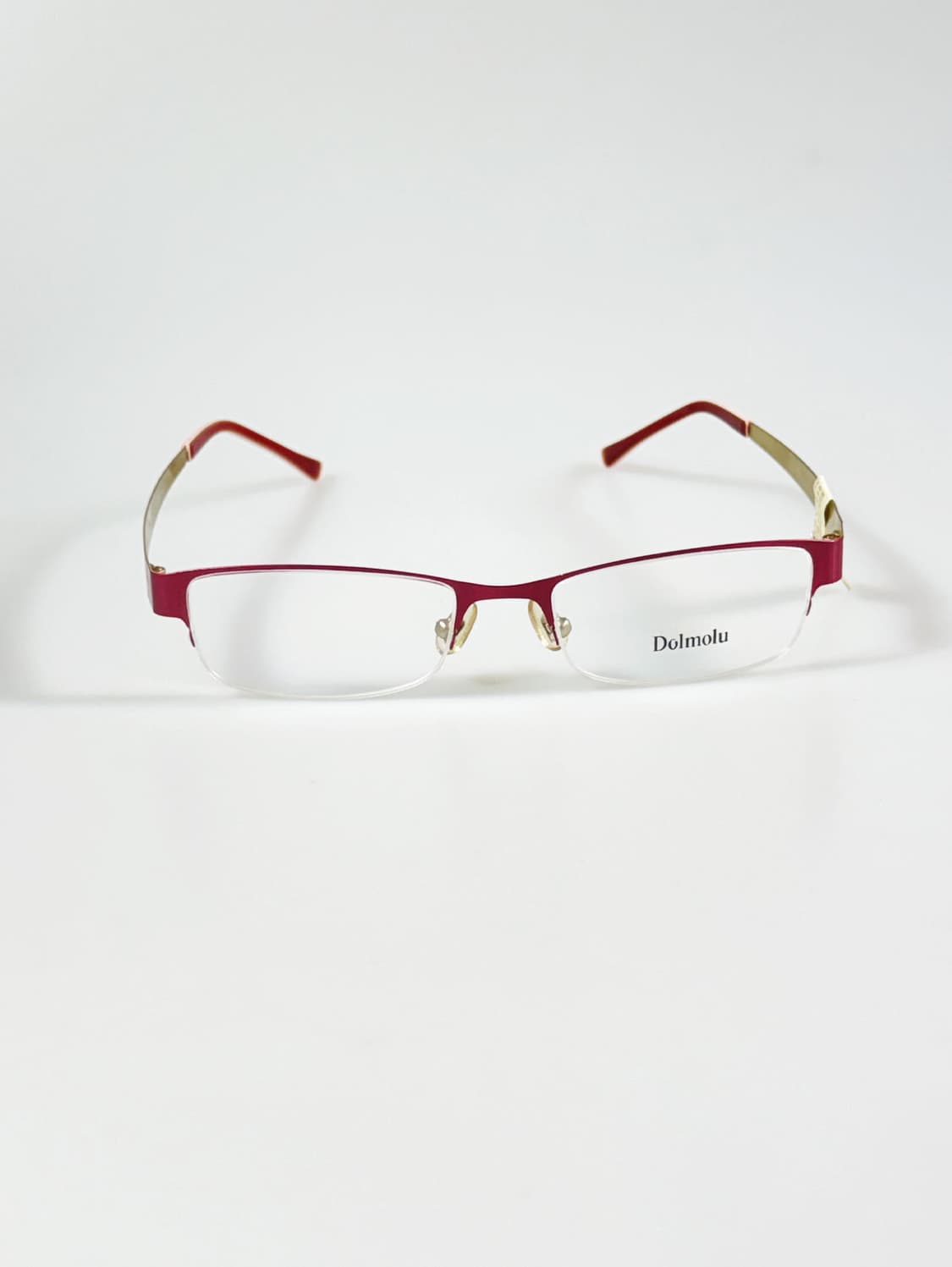 DOMOLU 핑크 골드 메탈 반무테 스퀘어 빈티지 안경 상품이미지2