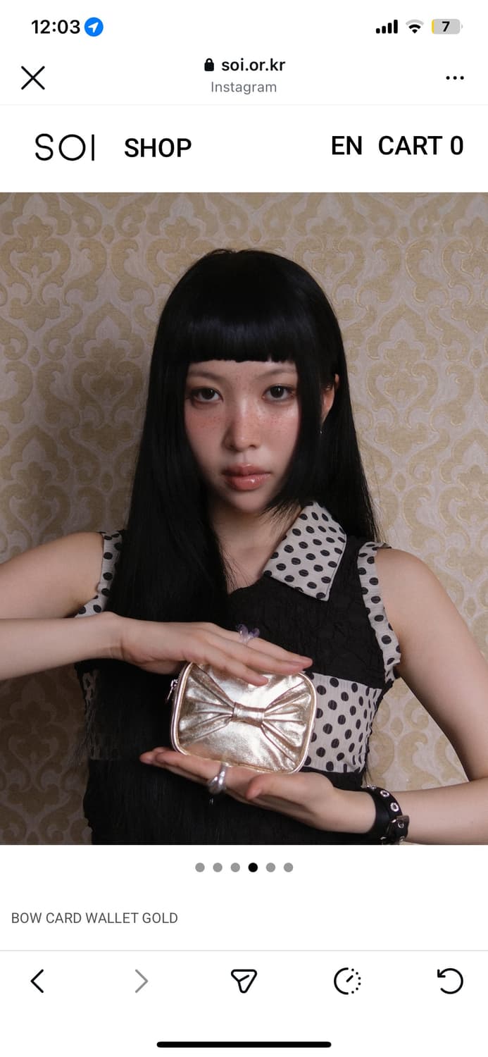 soi BOW CARD WALLET GOLD 상품이미지4