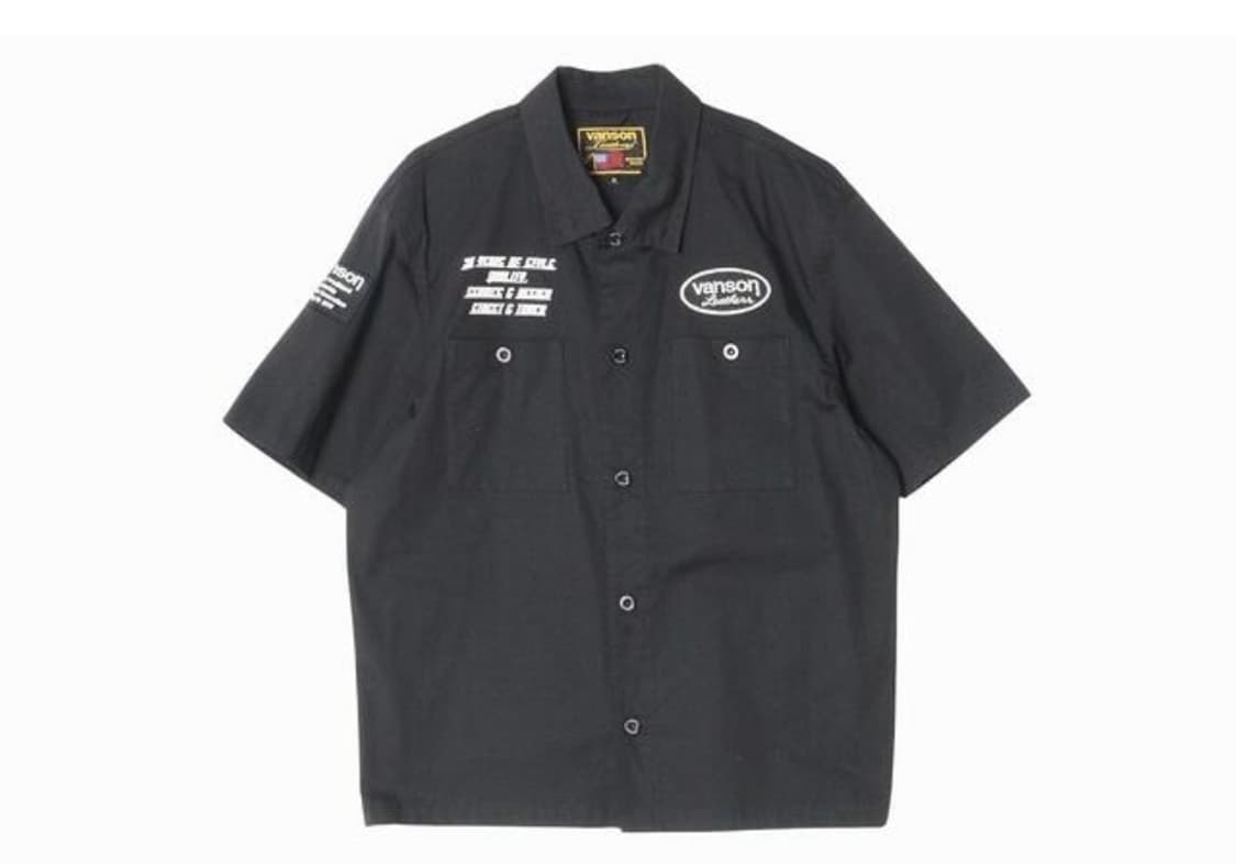 Vanson 반팔 워크 셔츠 블랙 상품이미지1
