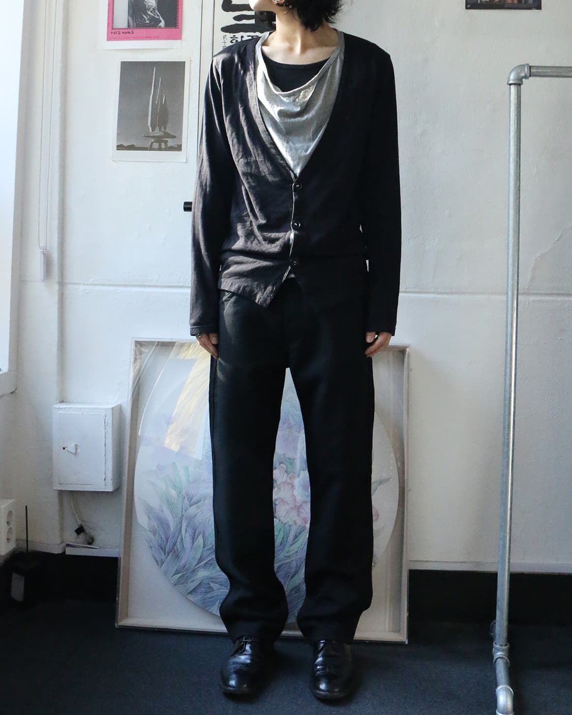 준야 와타나베 맨 블랙 신치백 울 팬츠 상품이미지3