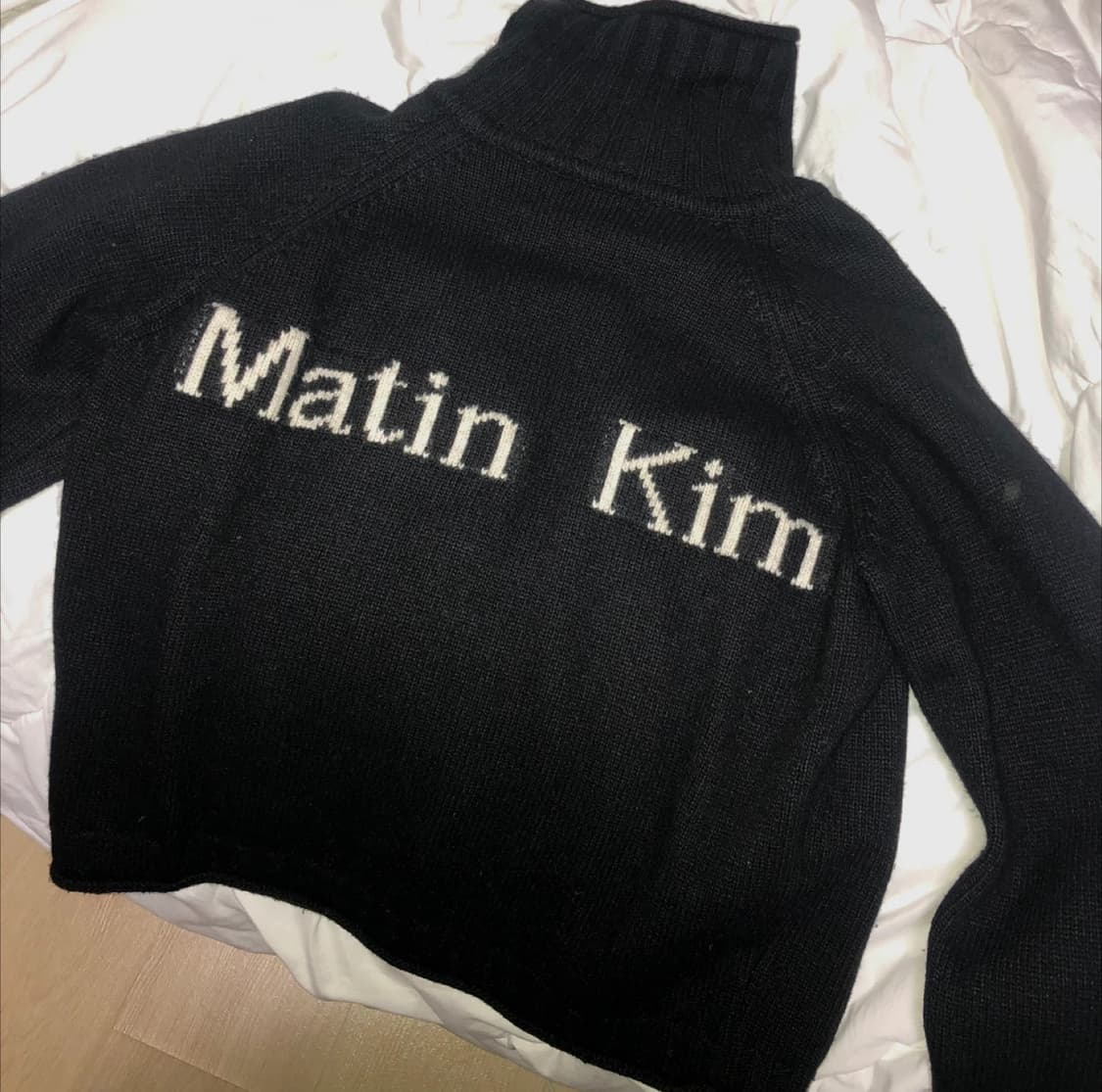 마뗑킴 스펠 포인트 니트 집업 블랙 s사이즈 상품이미지3