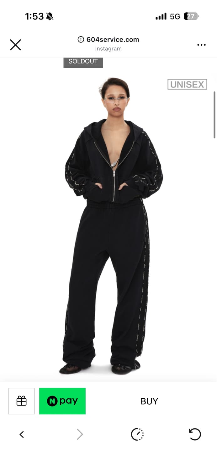 604service 비즈 후드집업 팬츠 세트 상품이미지1