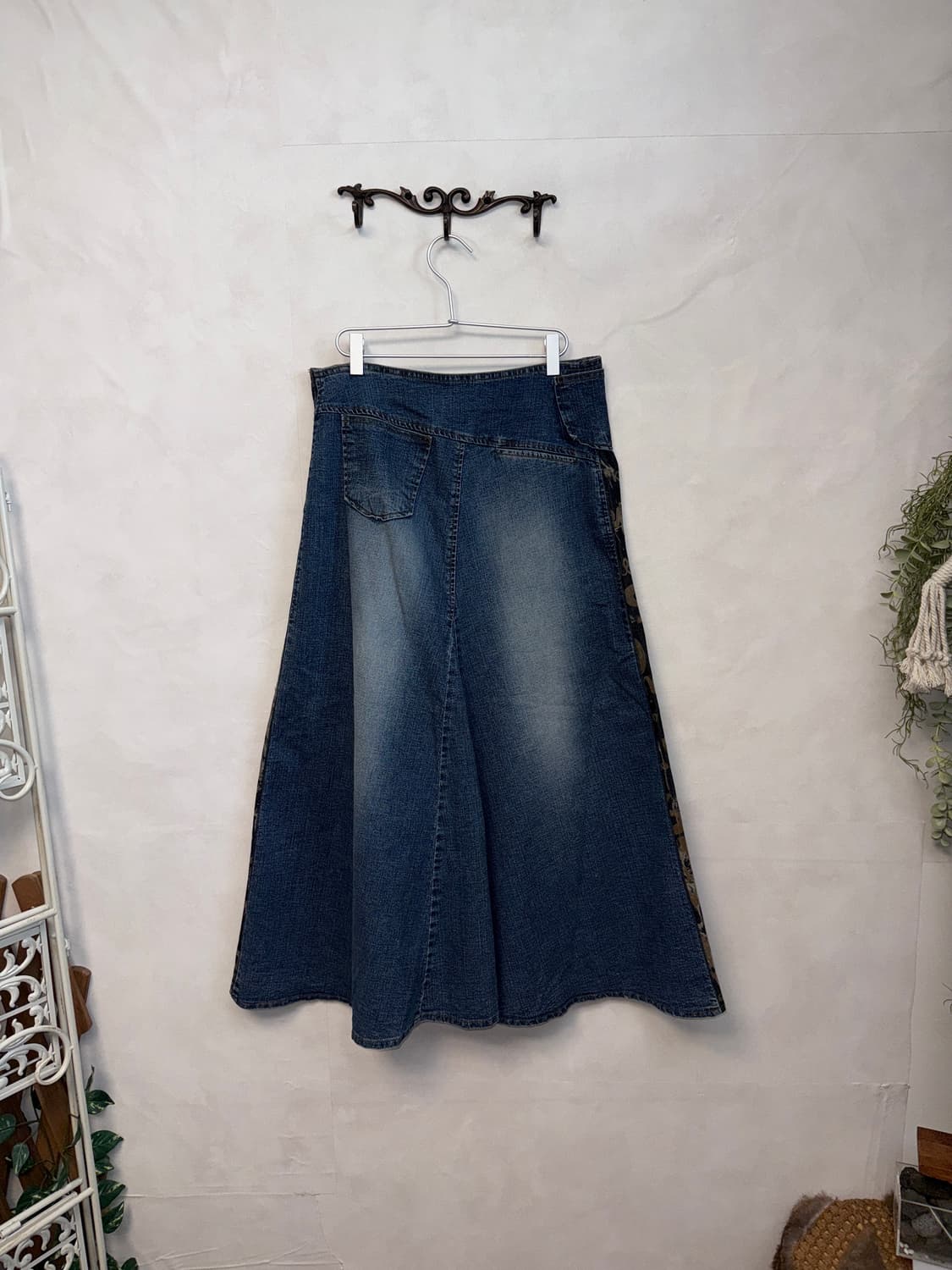 Washing denim side lettering maxi skirt  상품이미지3