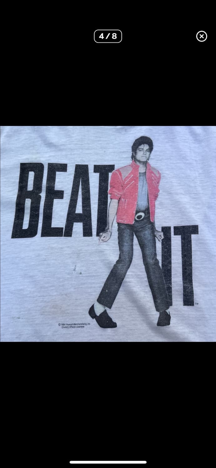 빈티지 84s Michael Jackson BEAT IT 티 상품이미지4