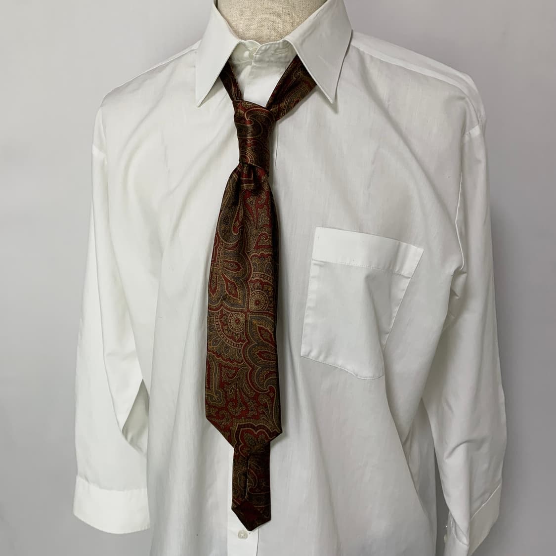 생로랑 빈티지 페이즐리 패턴 실크 넥타이 버건디 입생로랑 상품이미지2