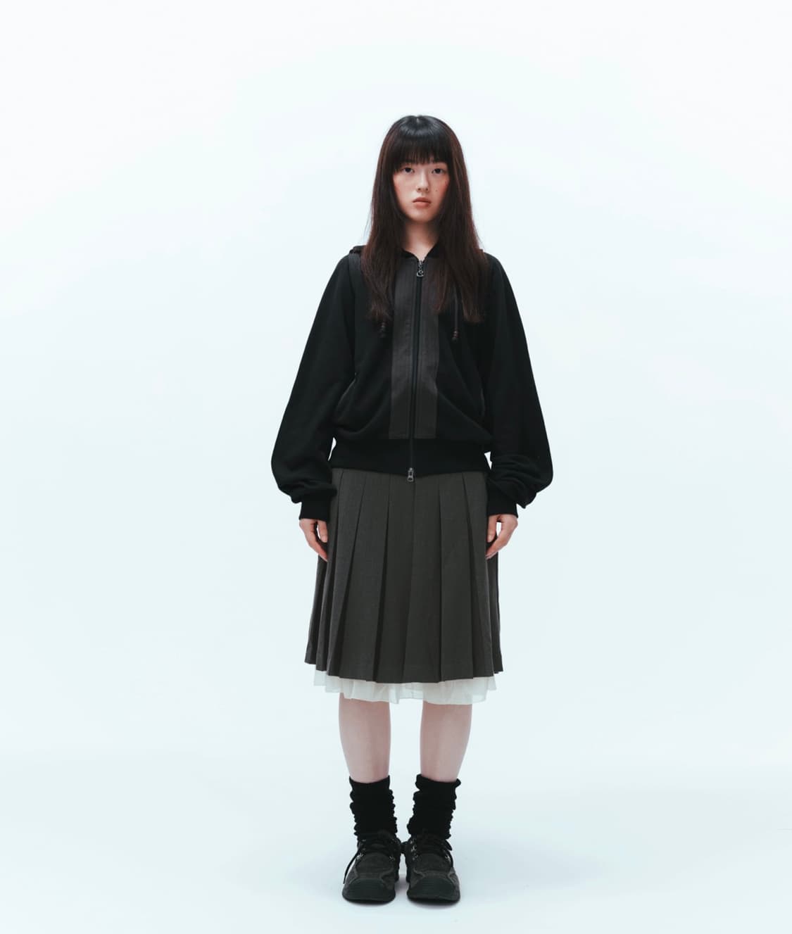 코이세이오 PUCKERING HOOD ZIP-UP BLACK 상품이미지3