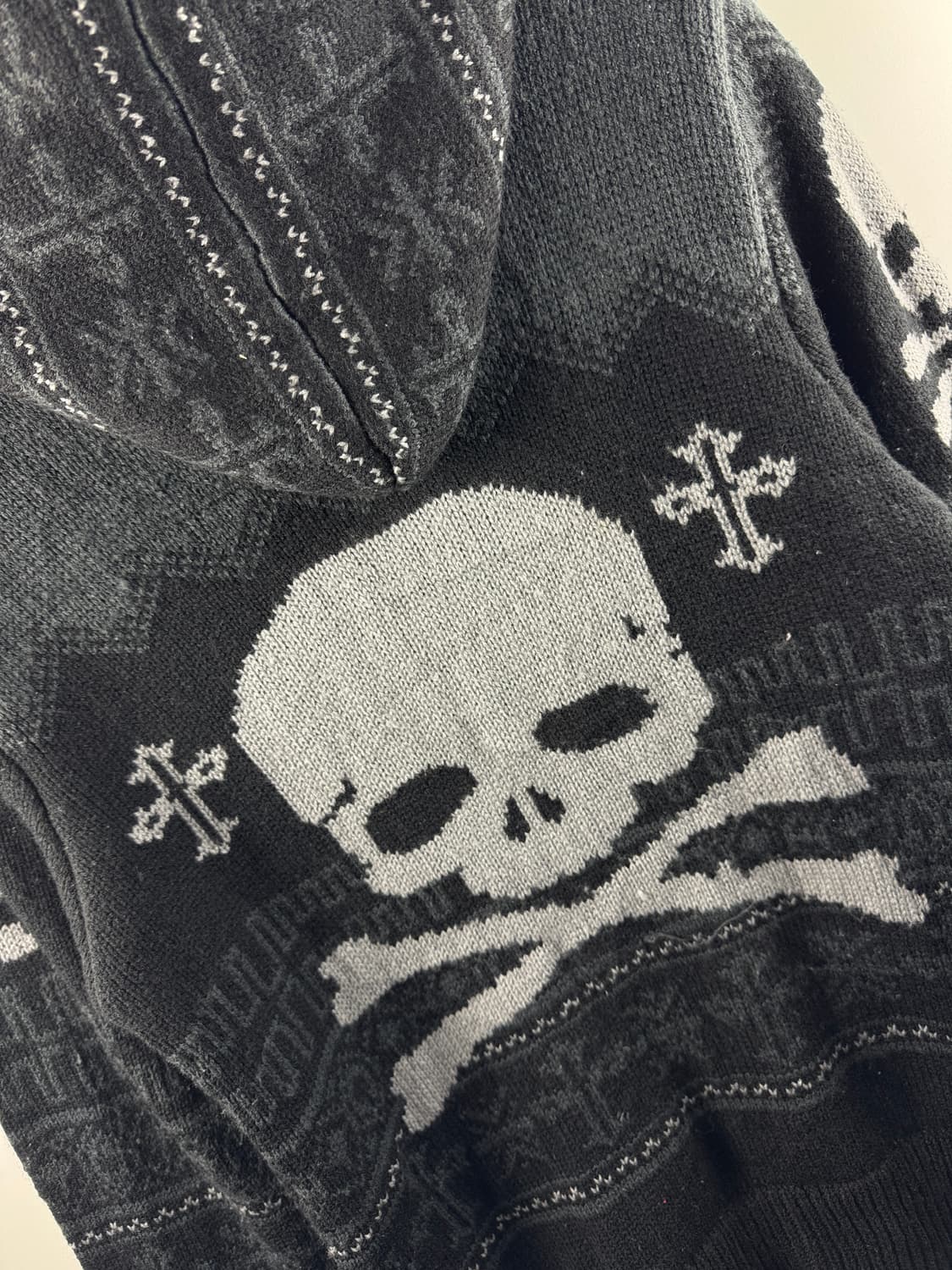 JPN 스컬 패턴 헤비니트1806 상품이미지5