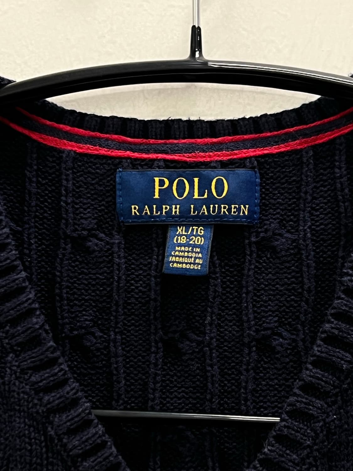 (XL) 폴로랄프로렌 키즈/우먼스 케이블 꽈배기 니트 조끼 네이비 상품이미지4