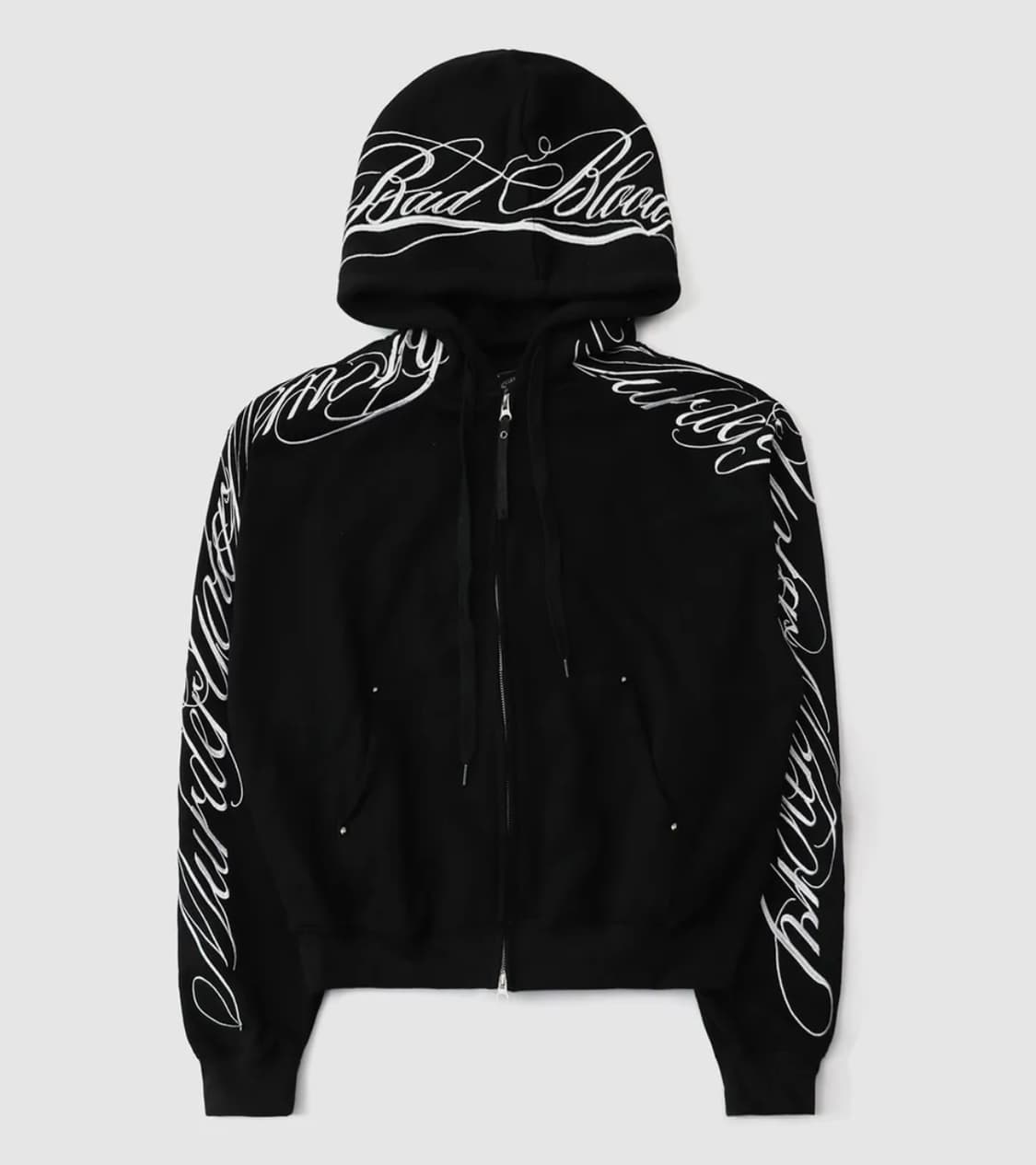 배드블러드 레터링 자수 후드집업 상품이미지1