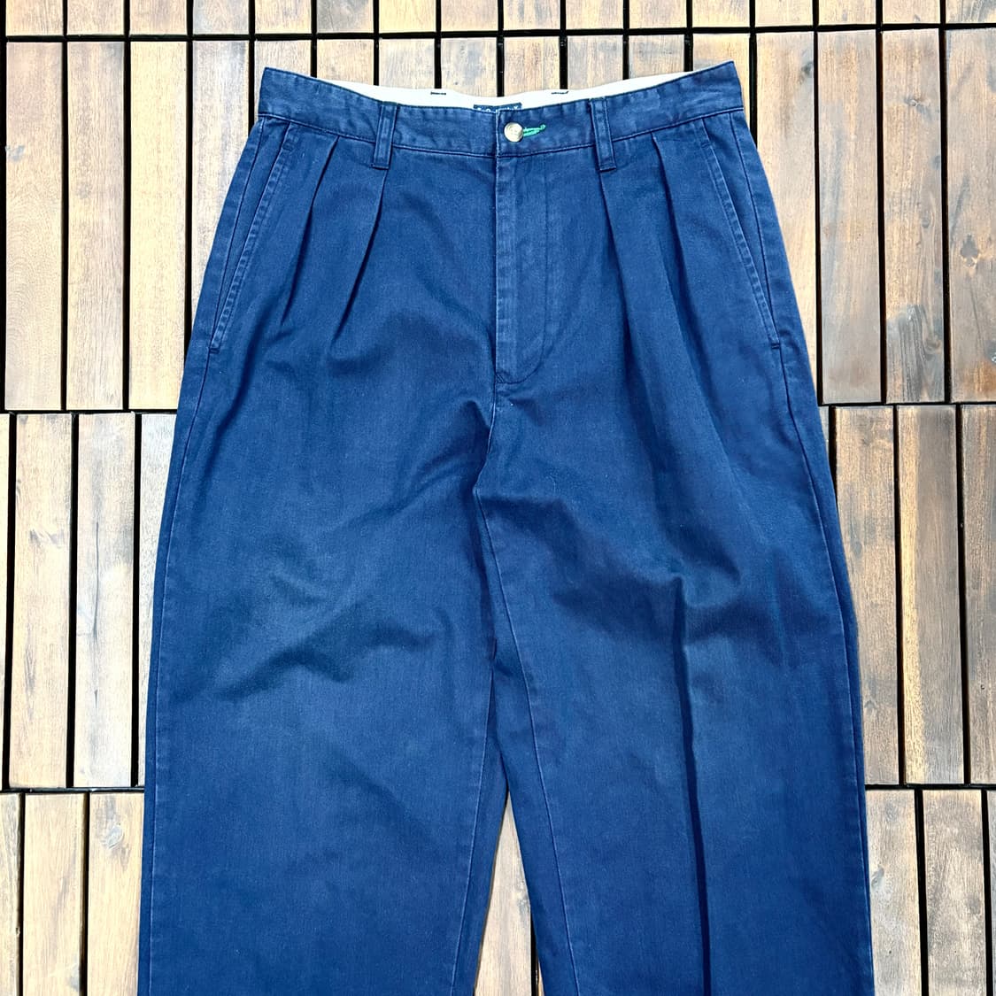 (30) 90s 타미힐피거 월계수 자수 투턱 네이비 치노 팬츠 상품이미지2