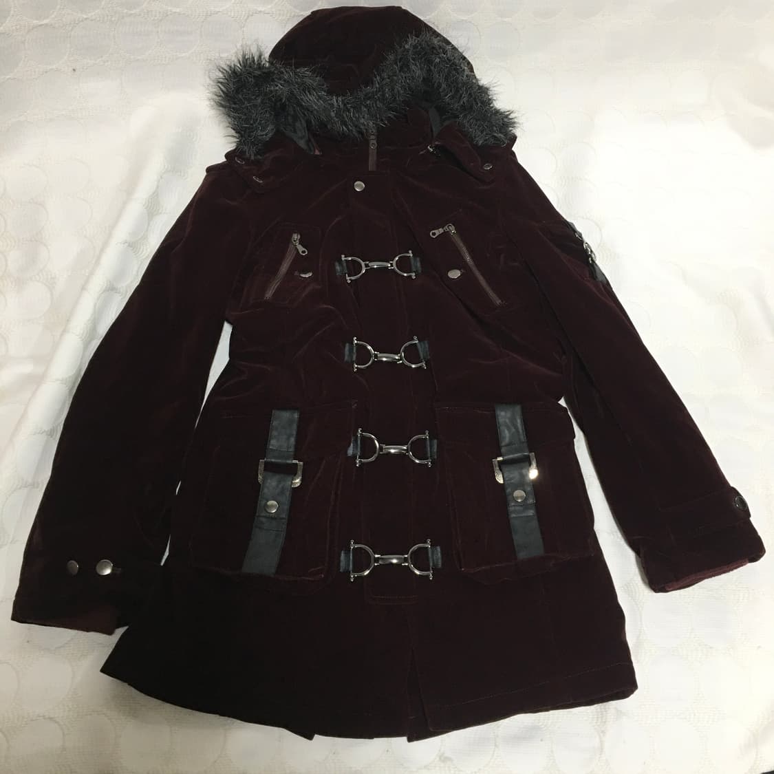 Authentic펑크 벨벳 후드 코트 상품이미지3