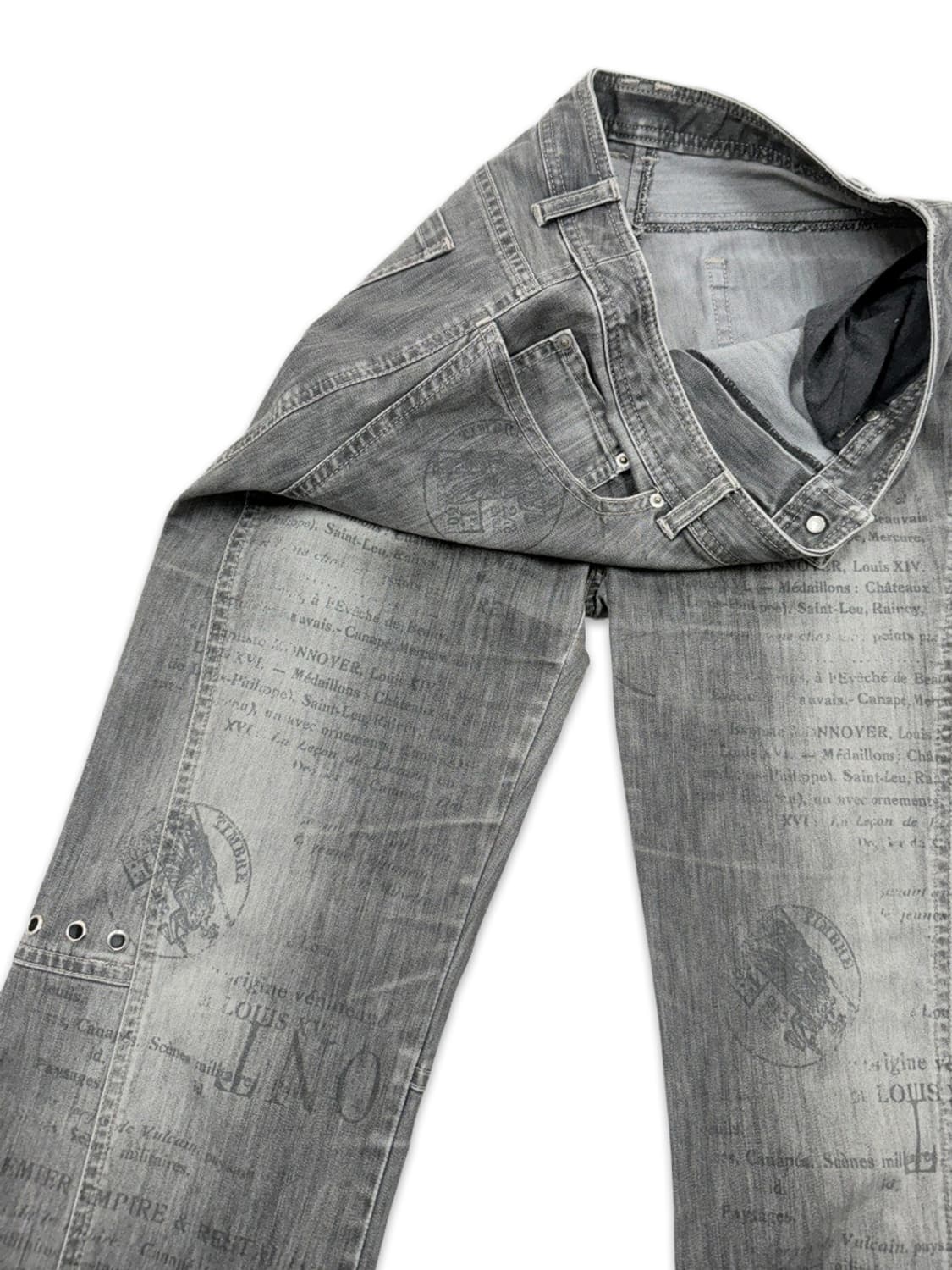 빈티지 Clermont 그레이 펑크 레터링 부츠컷 팬츠 상품이미지3