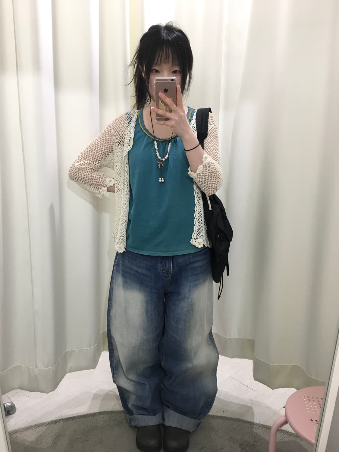 Teal Crochet Trim Sleeveless Top 상품이미지5