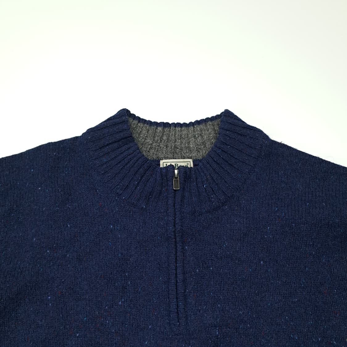 CL202 2XL 엘엘빈 셰틀랜드울 엘보패치 네이비넵 하프집업 니트 상품이미지2