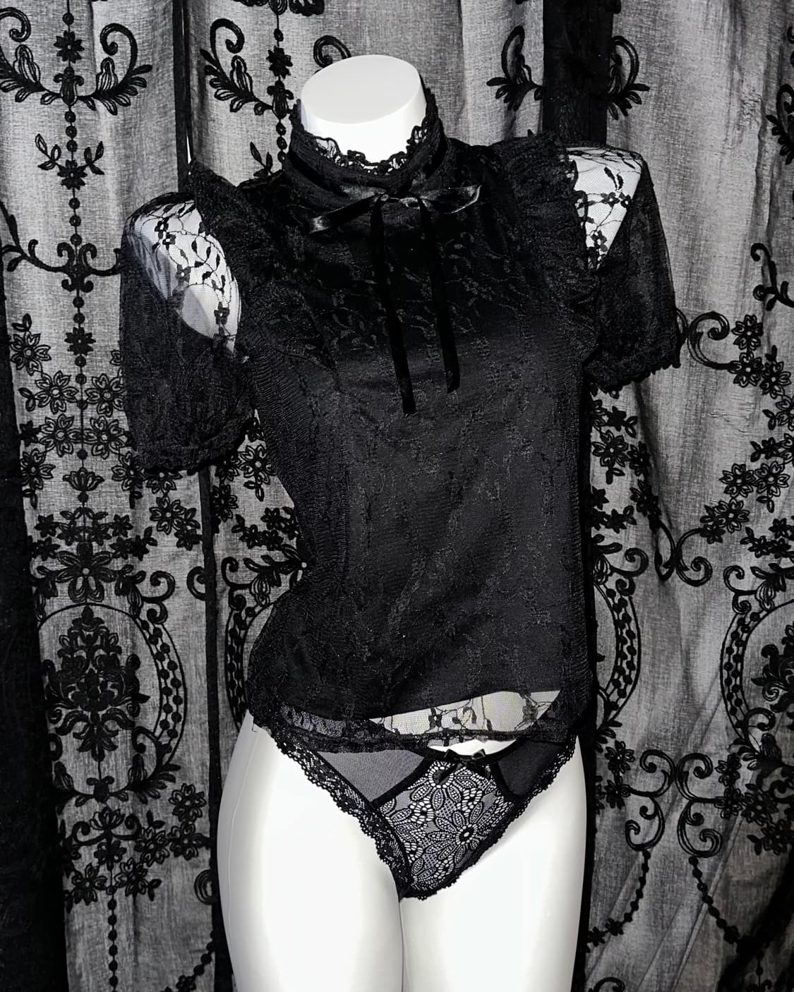 ank rouge see-through lace blouse 상품이미지1