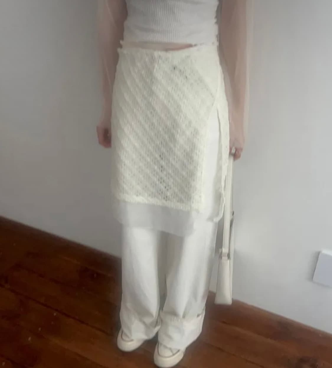 레이스 랩 스커트 블랙 레이어드 상품이미지3