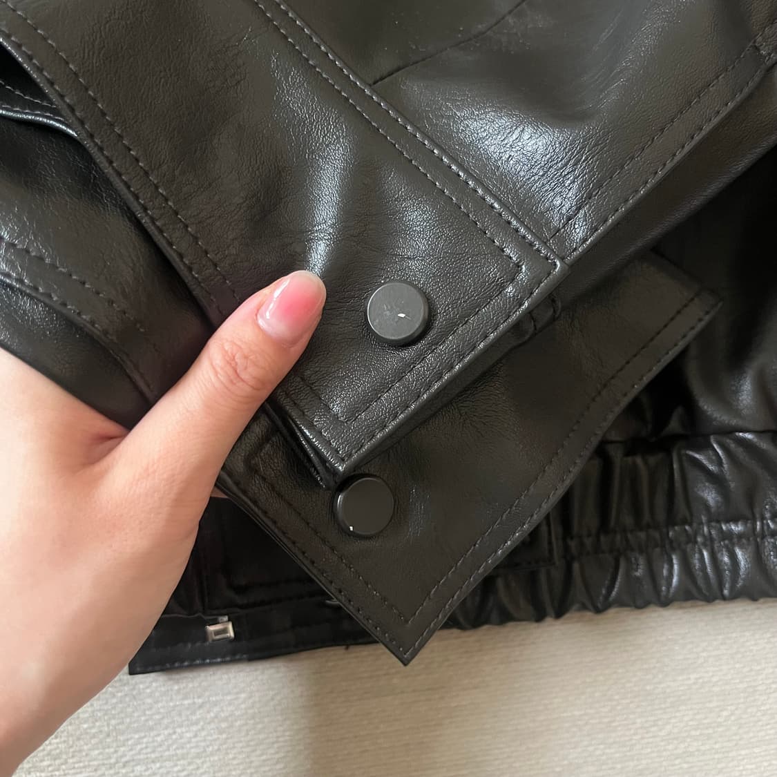 테누브 하이넥 레더 블루종 점퍼_다크 브라운 상품이미지7