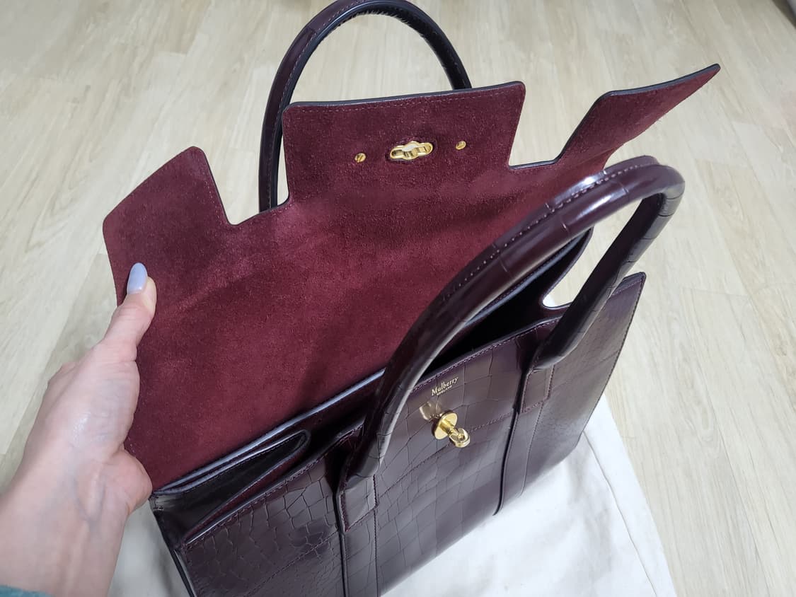 멀버리 버건디 크로크 엠보싱 토트백 상품이미지5
