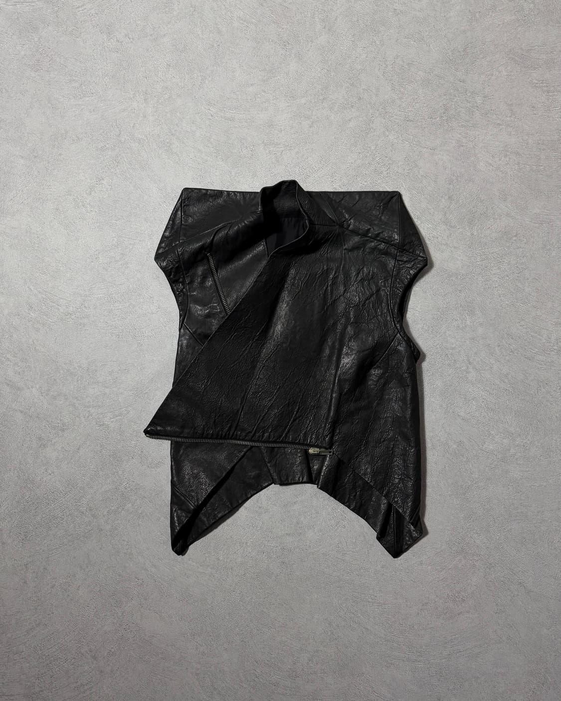 10SS 릭오웬스 하이넥 스컬프처럴 레더 베스트 상품이미지3