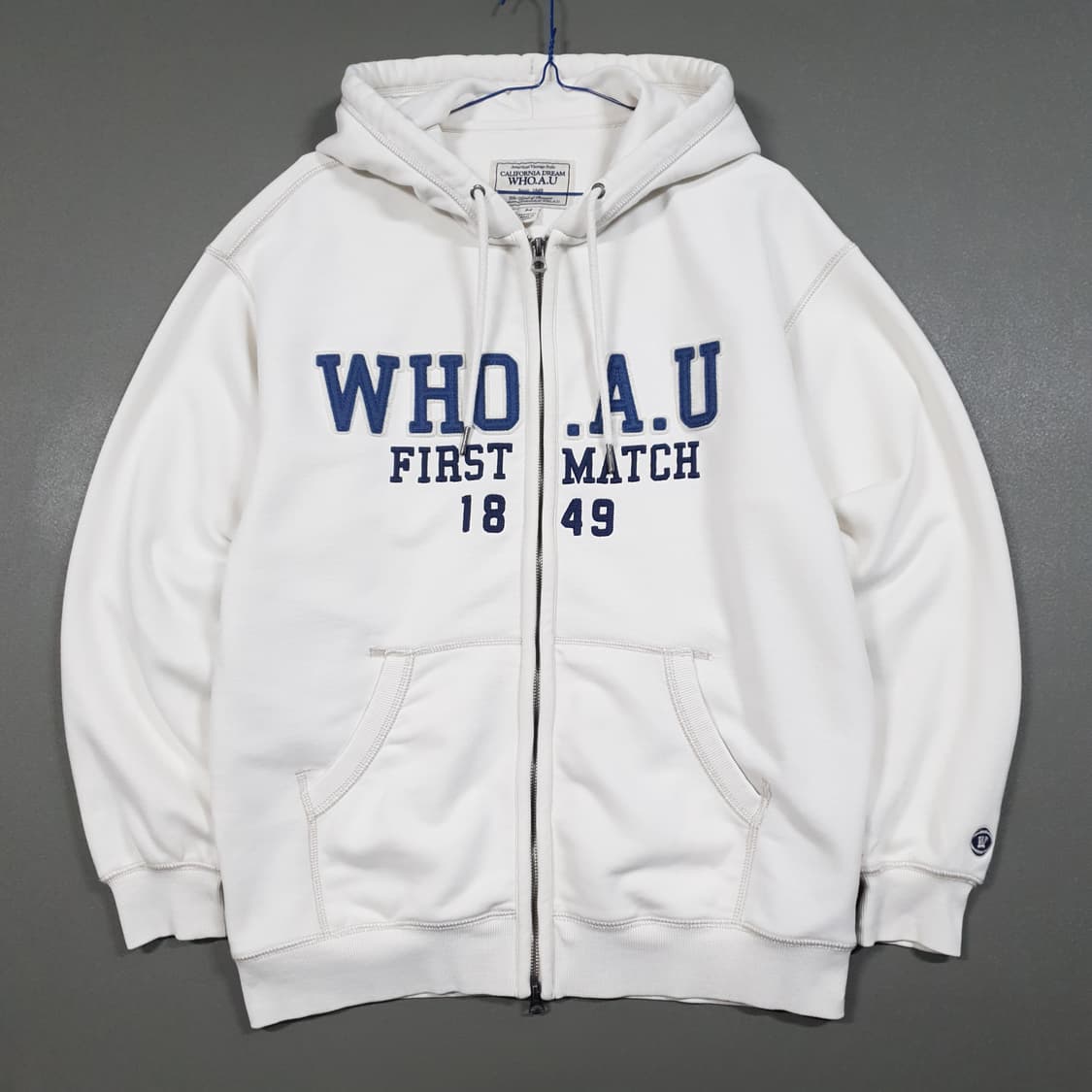 실측 XL) 후아유 신형 22FW 시그니처 빅로고 후드집업 자켓 화이트 상품이미지1