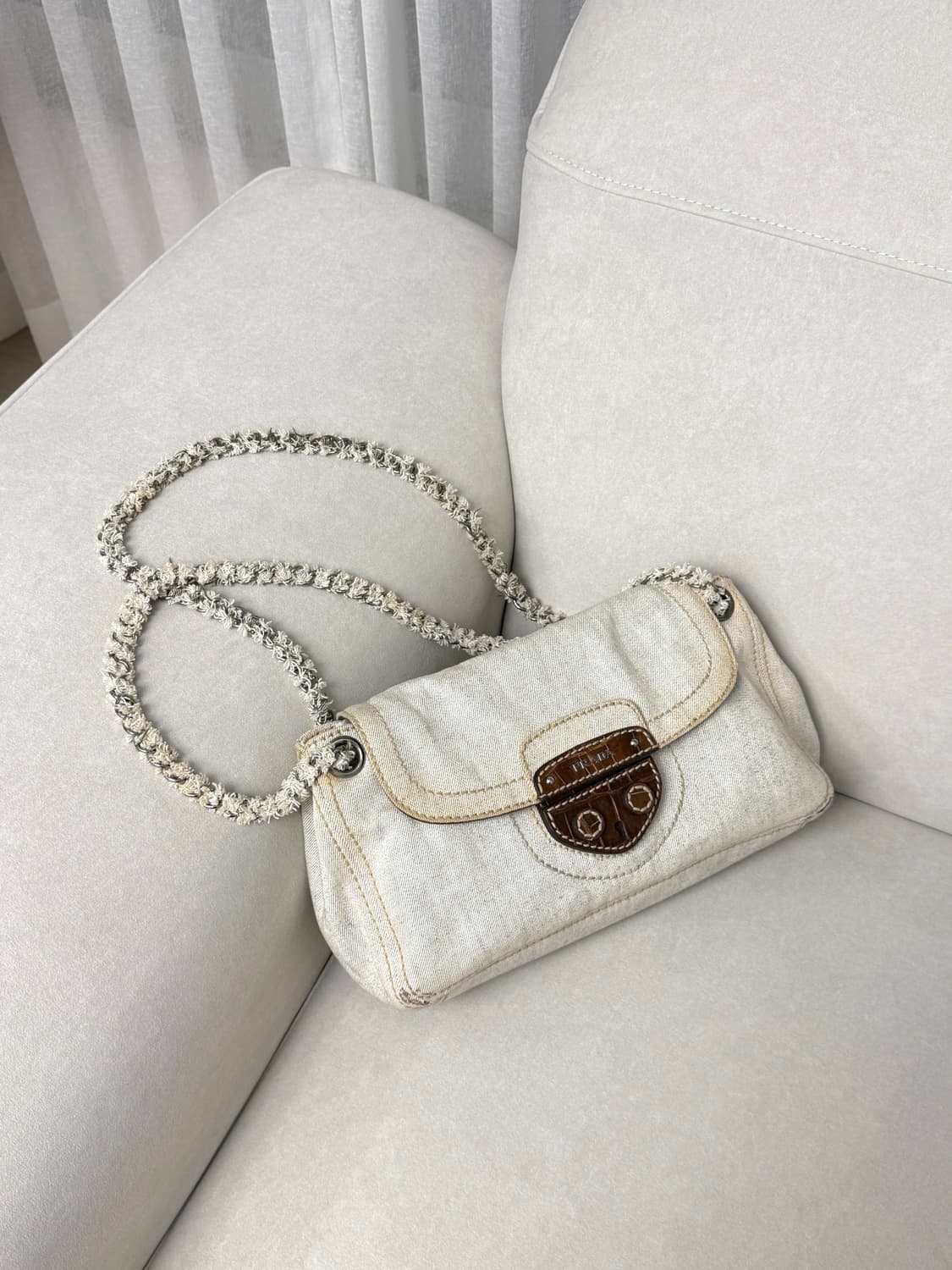 프라다 라이트 워시 데님 체인 숄더백 BR4659 상품이미지2