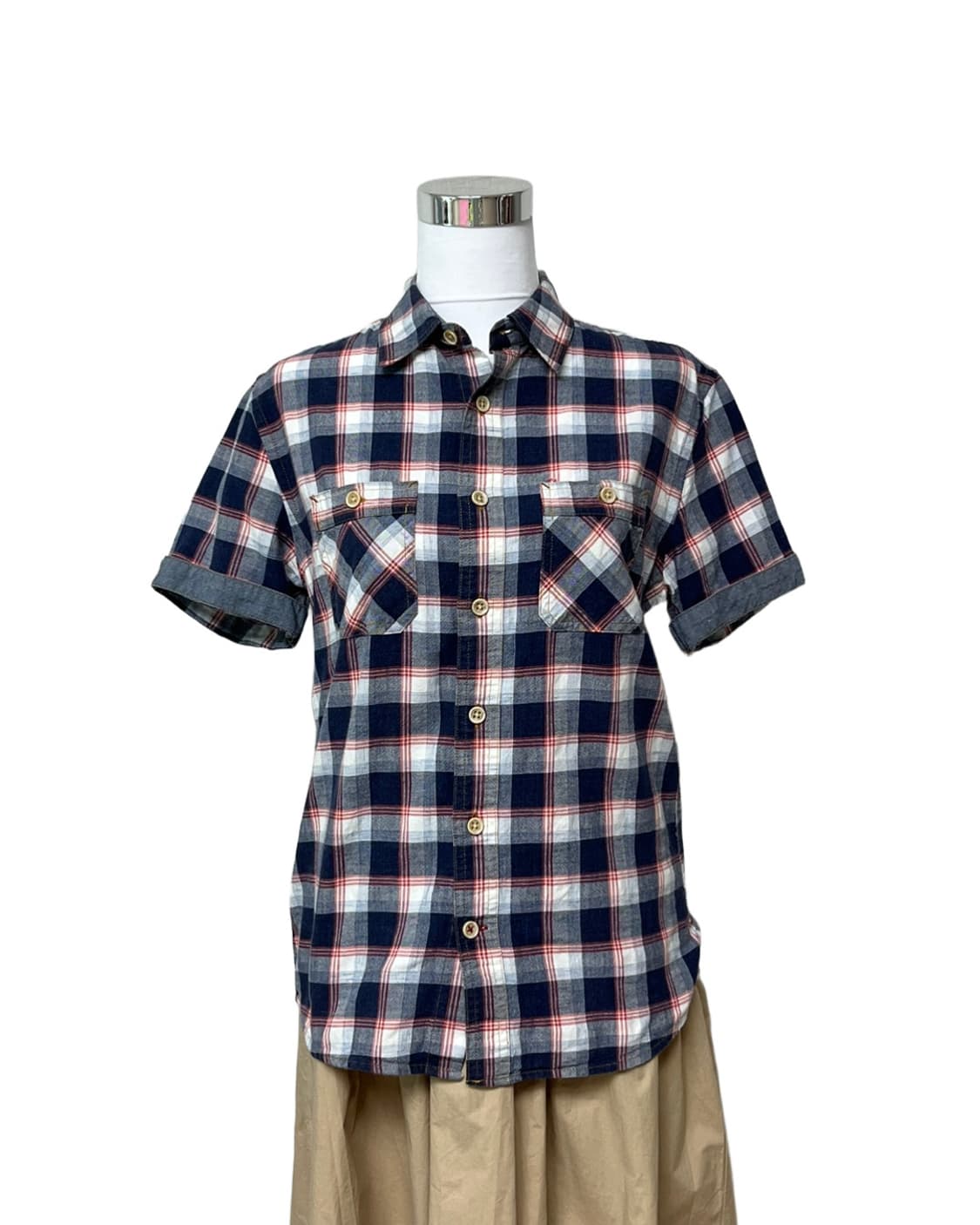 Denim red point check shirt 상품이미지4
