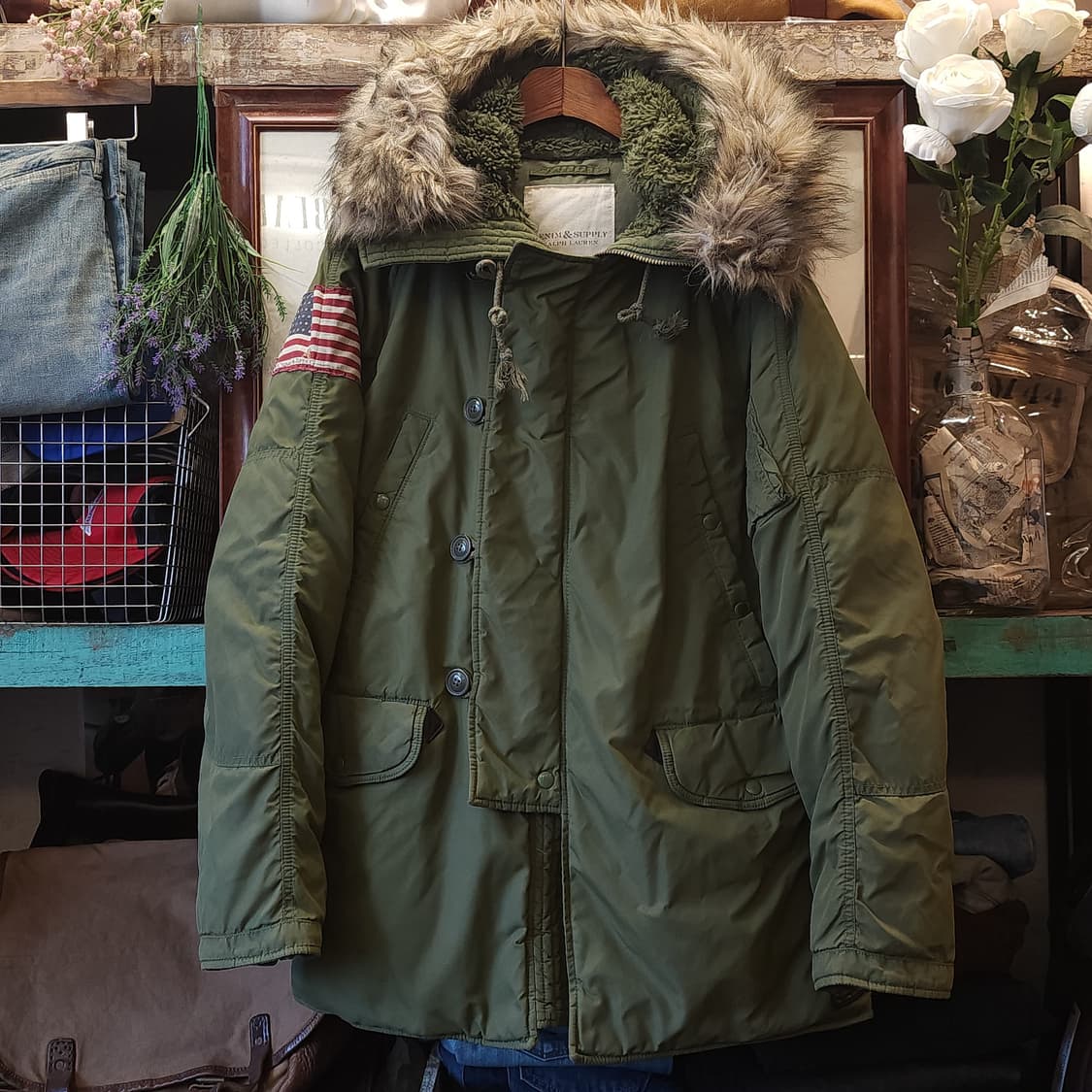 폴로 데님앤서플라이 n3b 다운 패딩 폴로 밀리터리 헤비다운 카키 M  상품이미지1