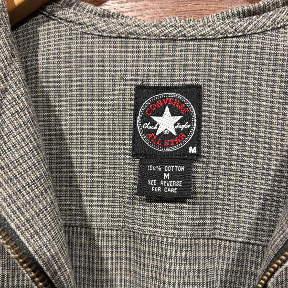 Converse 컨버스 그레이 잔체크 코튼 후드 집업 셔츠 아메카지 상품이미지8