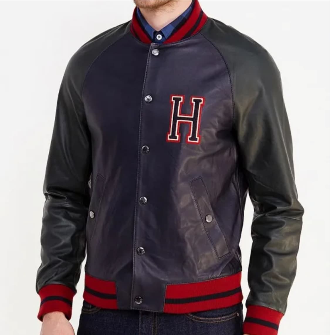 타미힐피거 가죽 스타디움 바시티 가죽점퍼 가죽자켓 100 상품이미지1