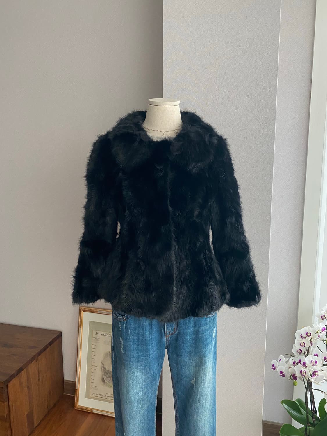 LONE 정욱준 밍크 플레어 크롭스타일 코트(M) 상품이미지1