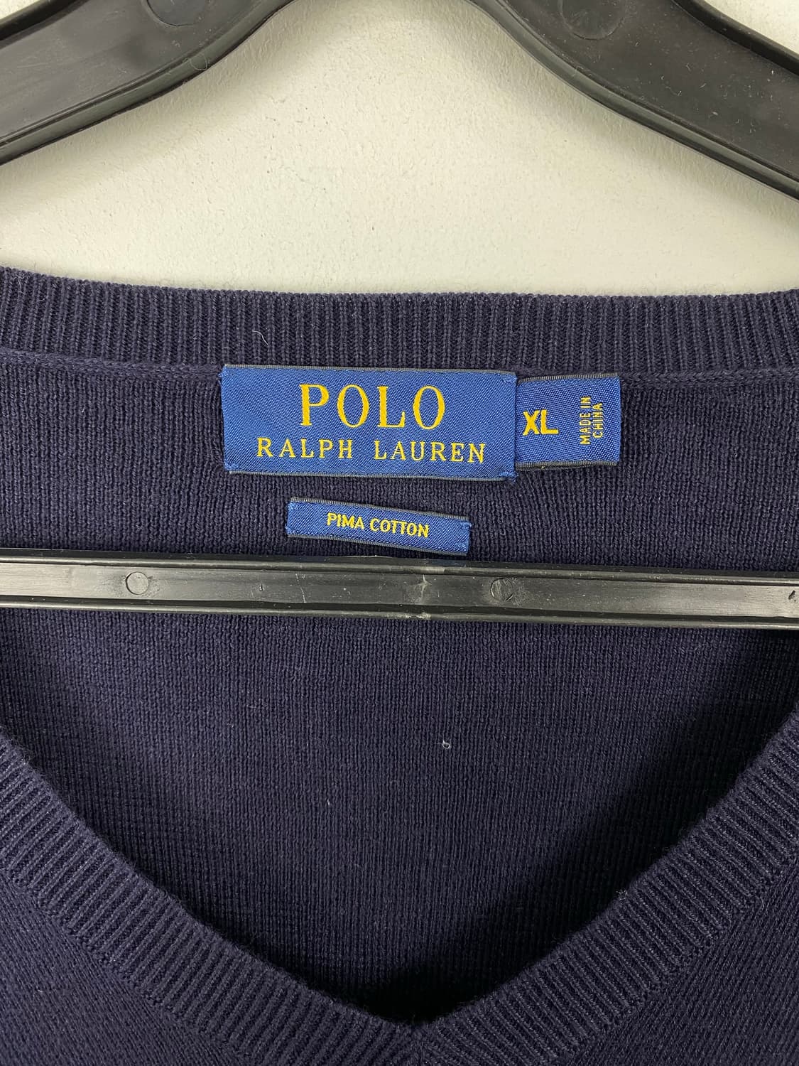 폴로 랄프로렌 피마코튼 네이비 브이넥 니트 XL 상품이미지4