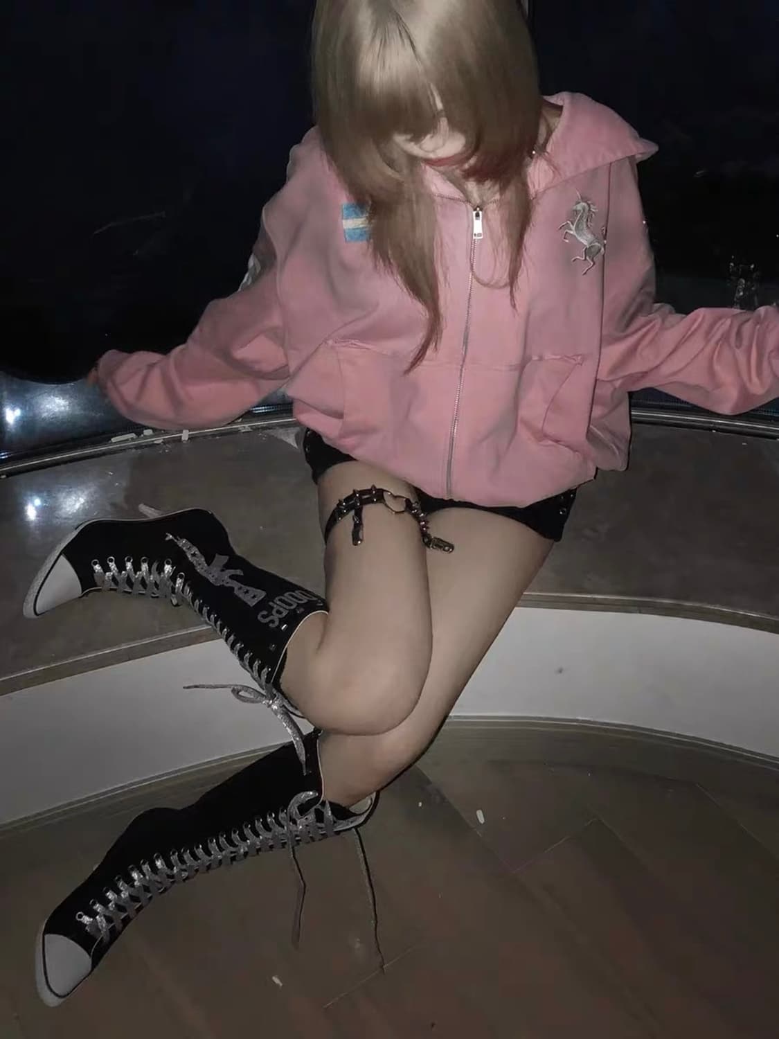 Dust Wash Pink Rider Zip Hoddie 상품이미지9