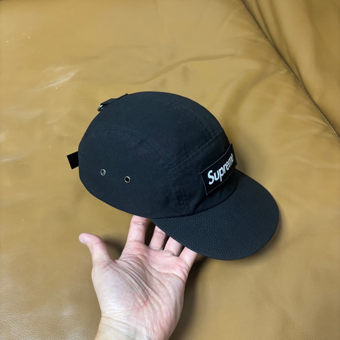 Supreme 슈프림 23fw 왁스드 코튼 블랙 캠프캡 모자 Black 상품이미지3