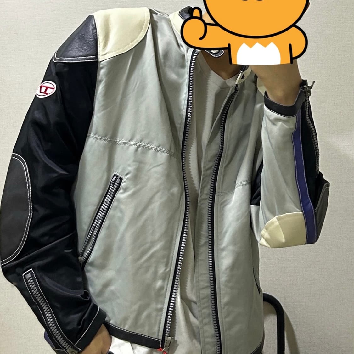 디젤 J-크리에이터 컬러블록 나일론 바이커 자켓 블랙 그레이 48 상품이미지6