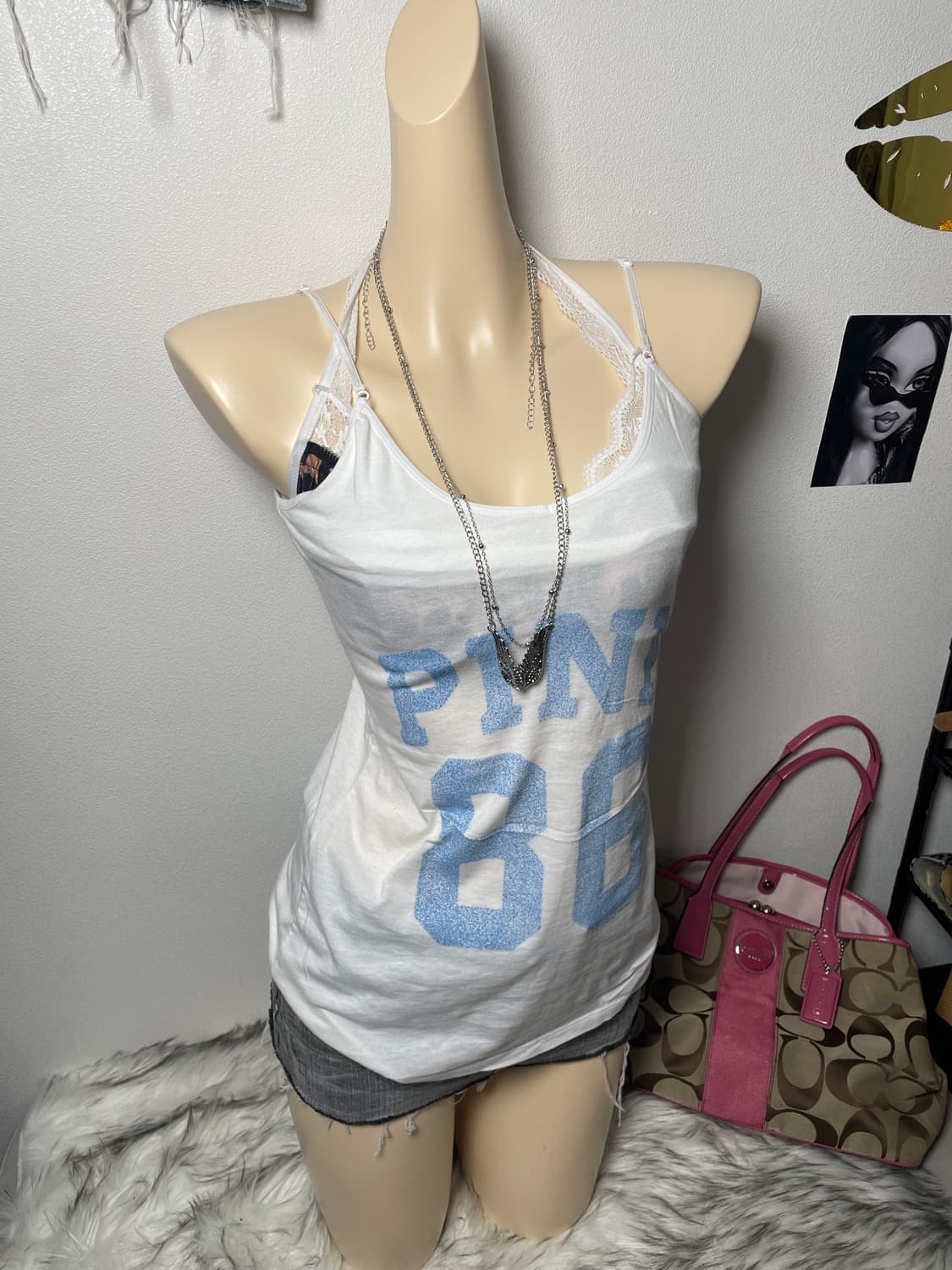 Pink 하늘색 나시 슬리브리스 상품이미지1