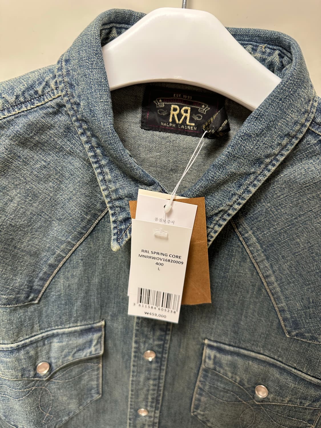 더블알엘 rrl 웨스턴 데님 셔츠 새상품 사이즈 L 라지 팝니다 상품이미지2