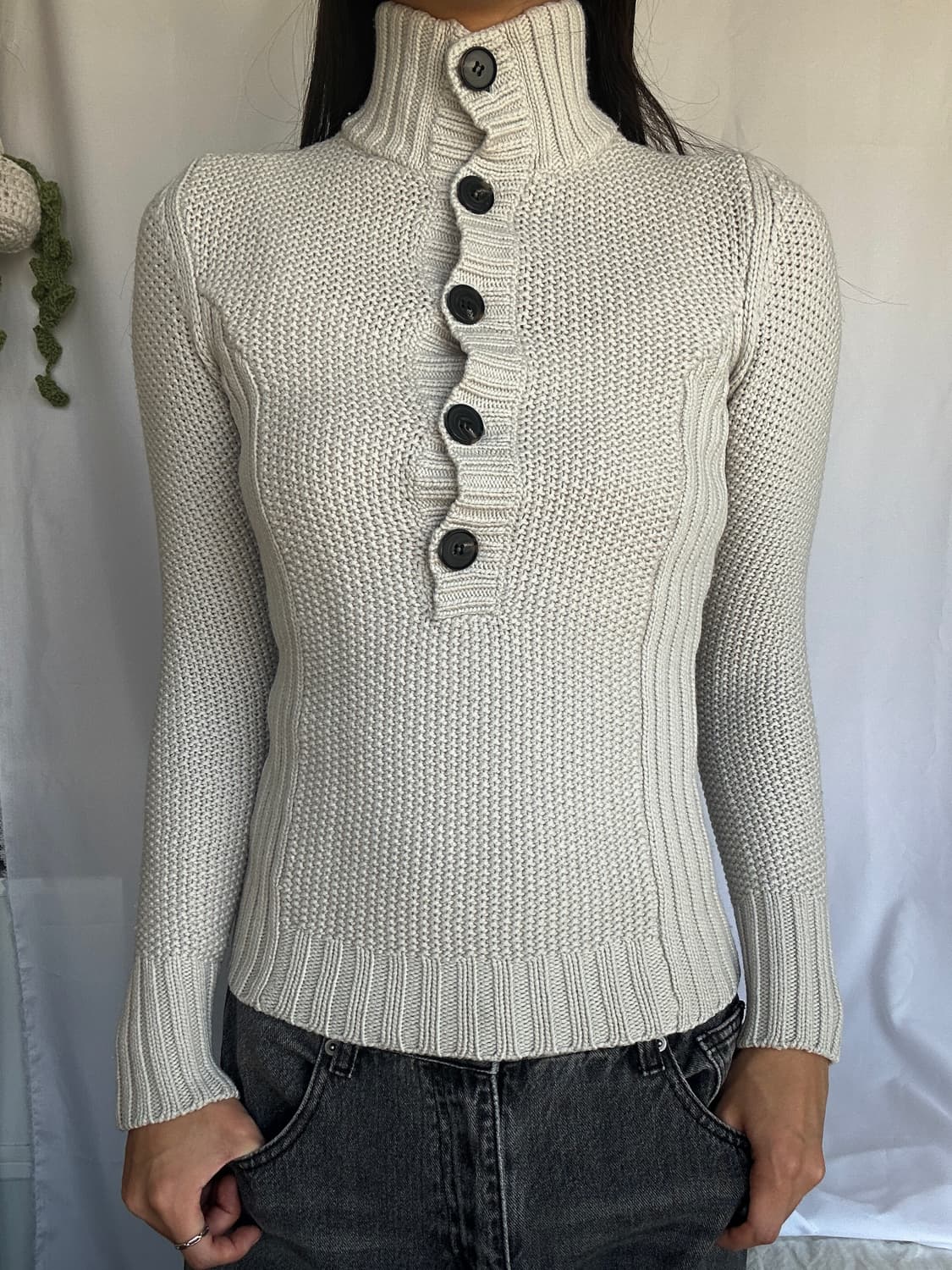 빈티지 왕버튼 아이보리 니트 상품이미지1