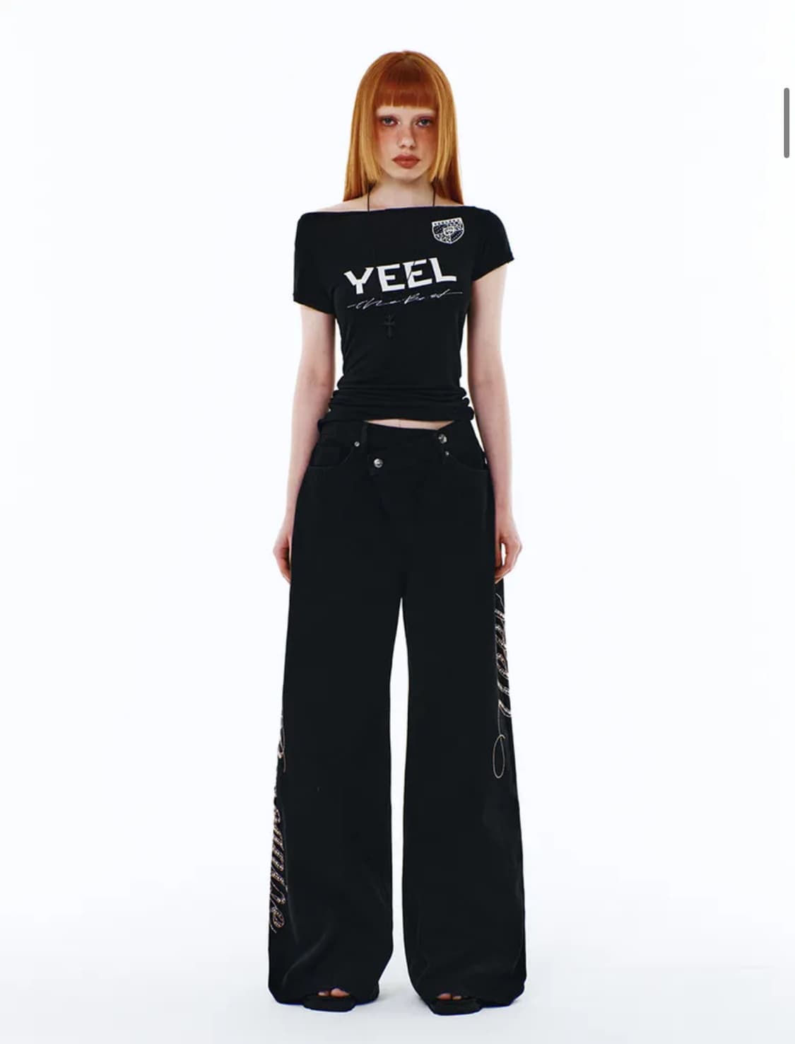 YEEL SIDE CUBIC DENIM PANTS BLACK 상품이미지1