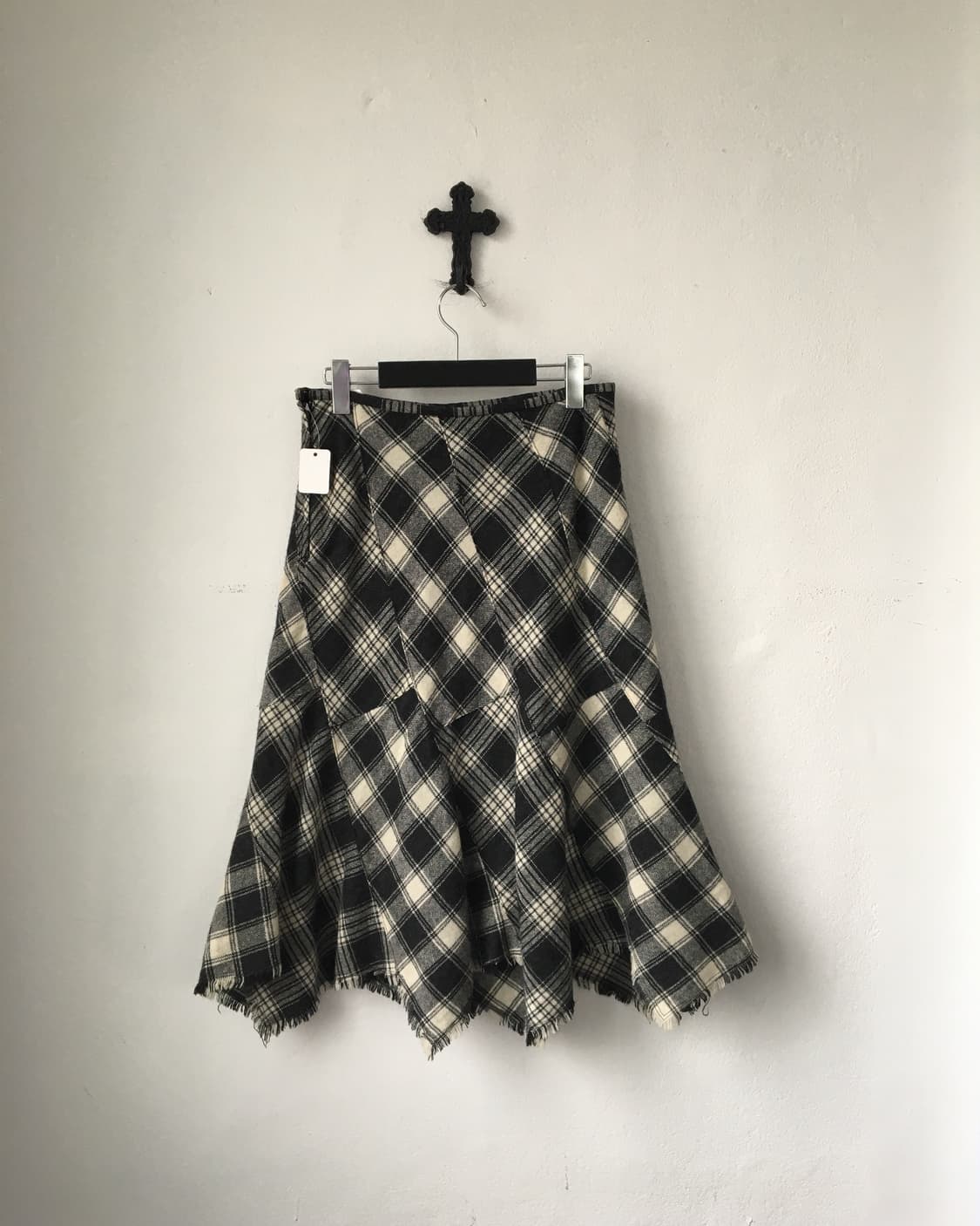 Check pattern unbalanced woolen skirt 상품이미지2